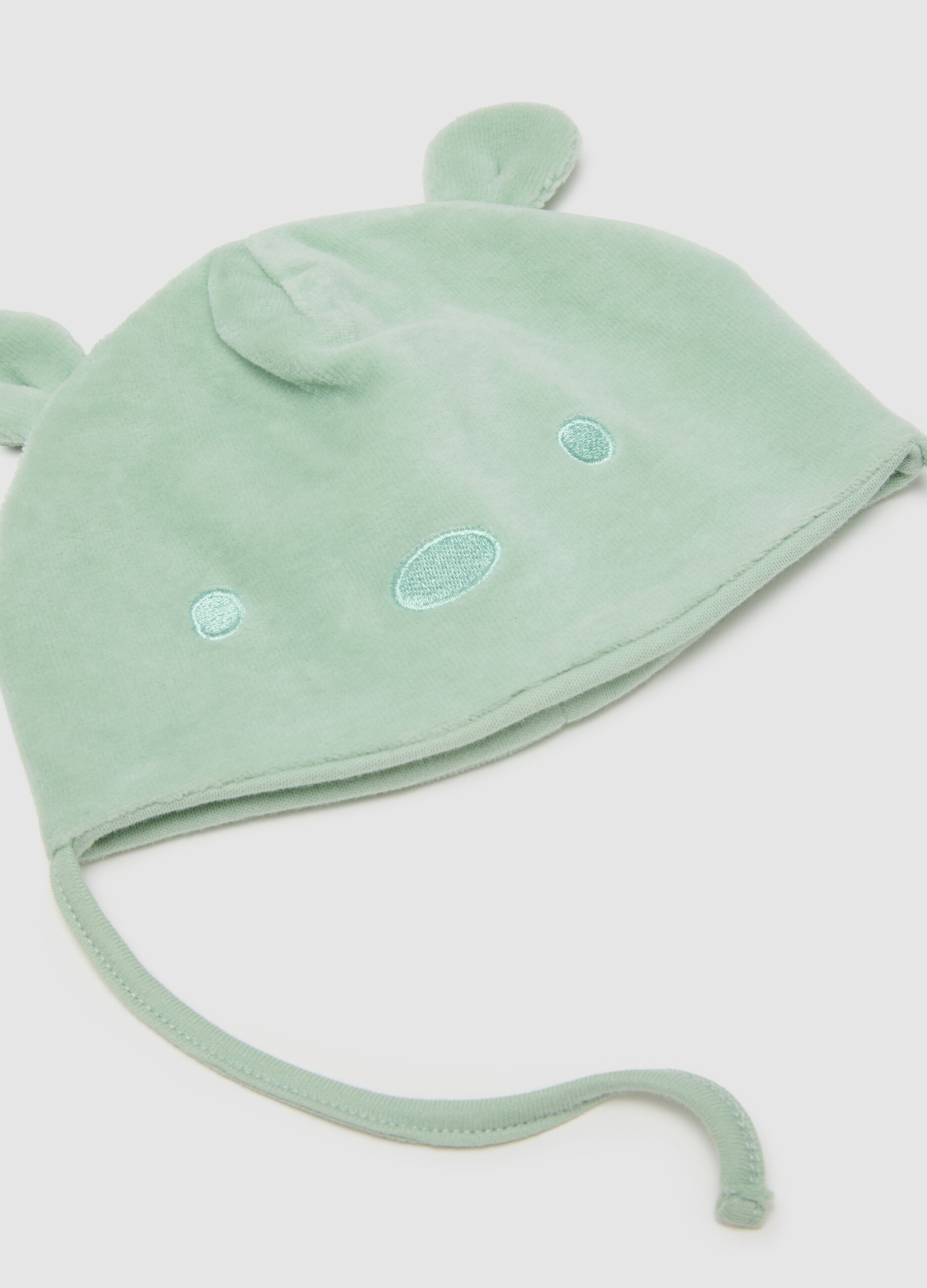Green Newborn Hat and Booties Set in Cotton