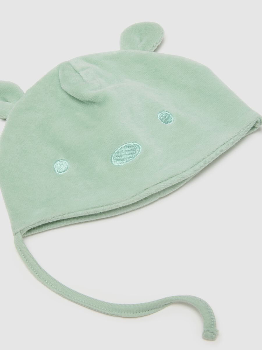 Green Newborn Hat and Booties Set in Cotton_2
