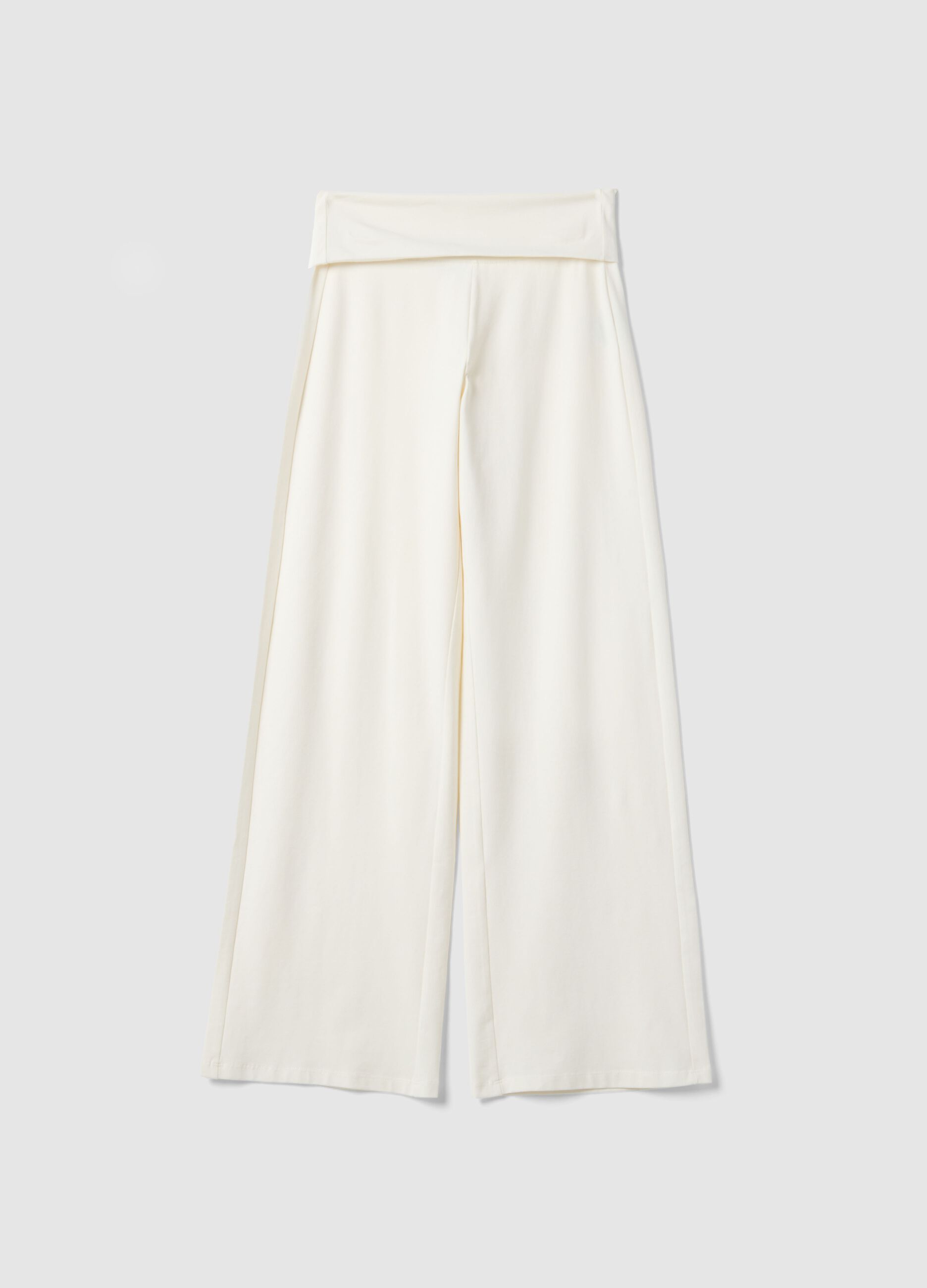 White wide leg stretch cotton jogger trousers