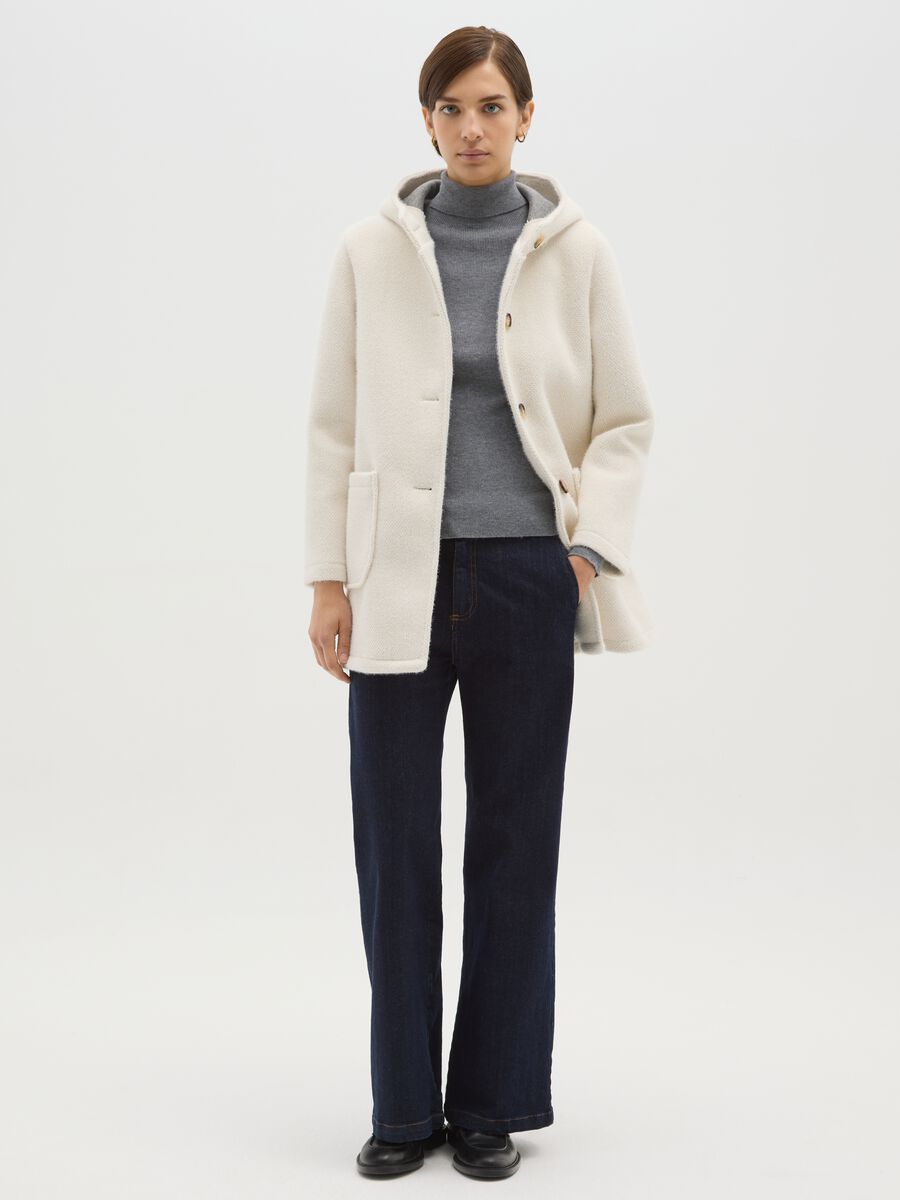 Cappotto in misto viscosa bianco regular fit_1