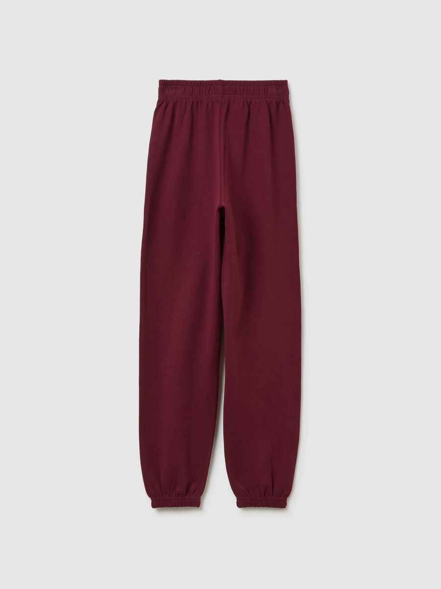 Girls' red cotton jogger trousers regular fit_4