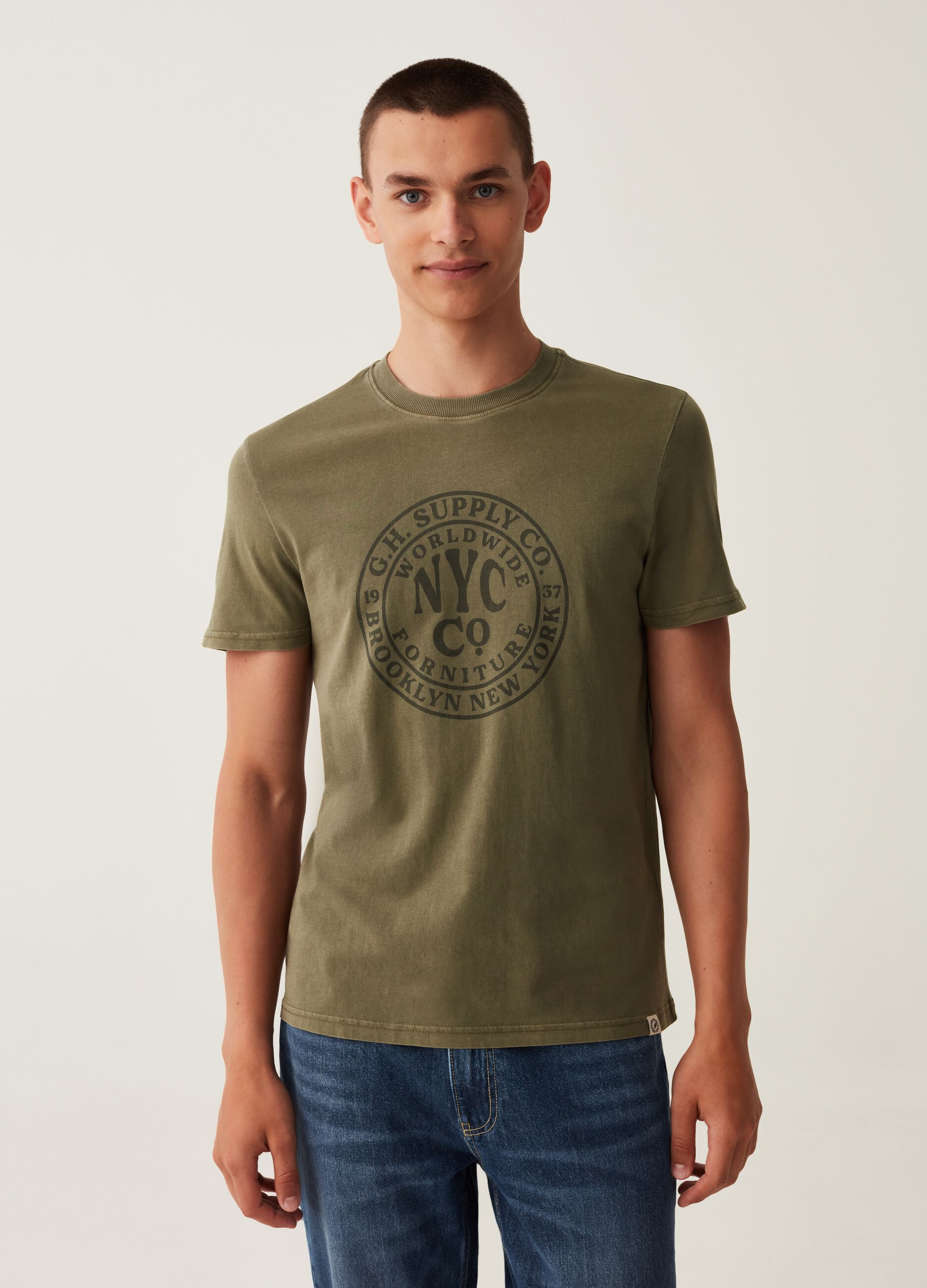 T-shirt in cotone con stampa_0