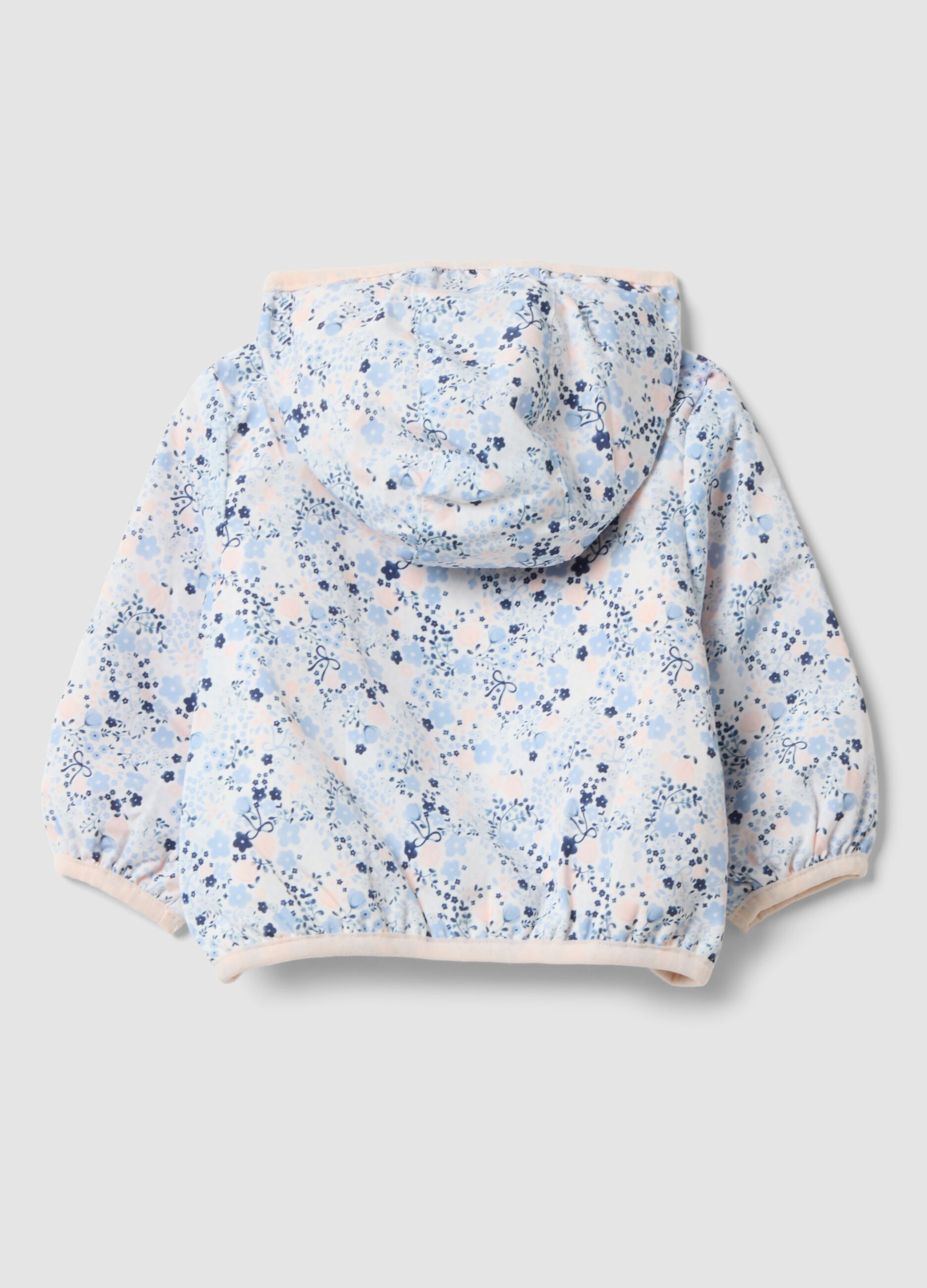 Multicolour floral hooded jacket for baby girl