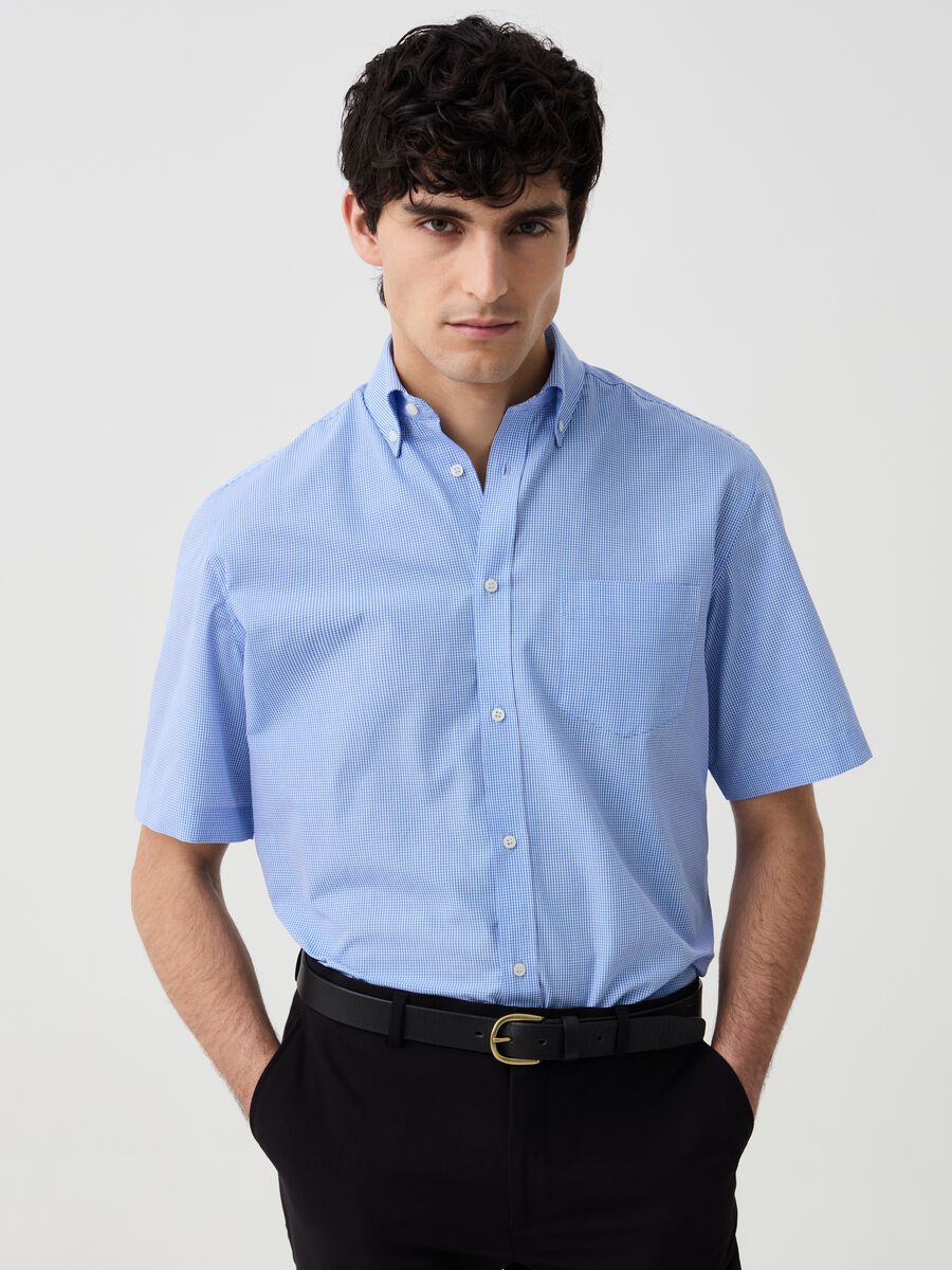 Micro check shirt in short sleeves_2