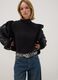 Black stretch viscose top with raised neckline, regular fit_2
