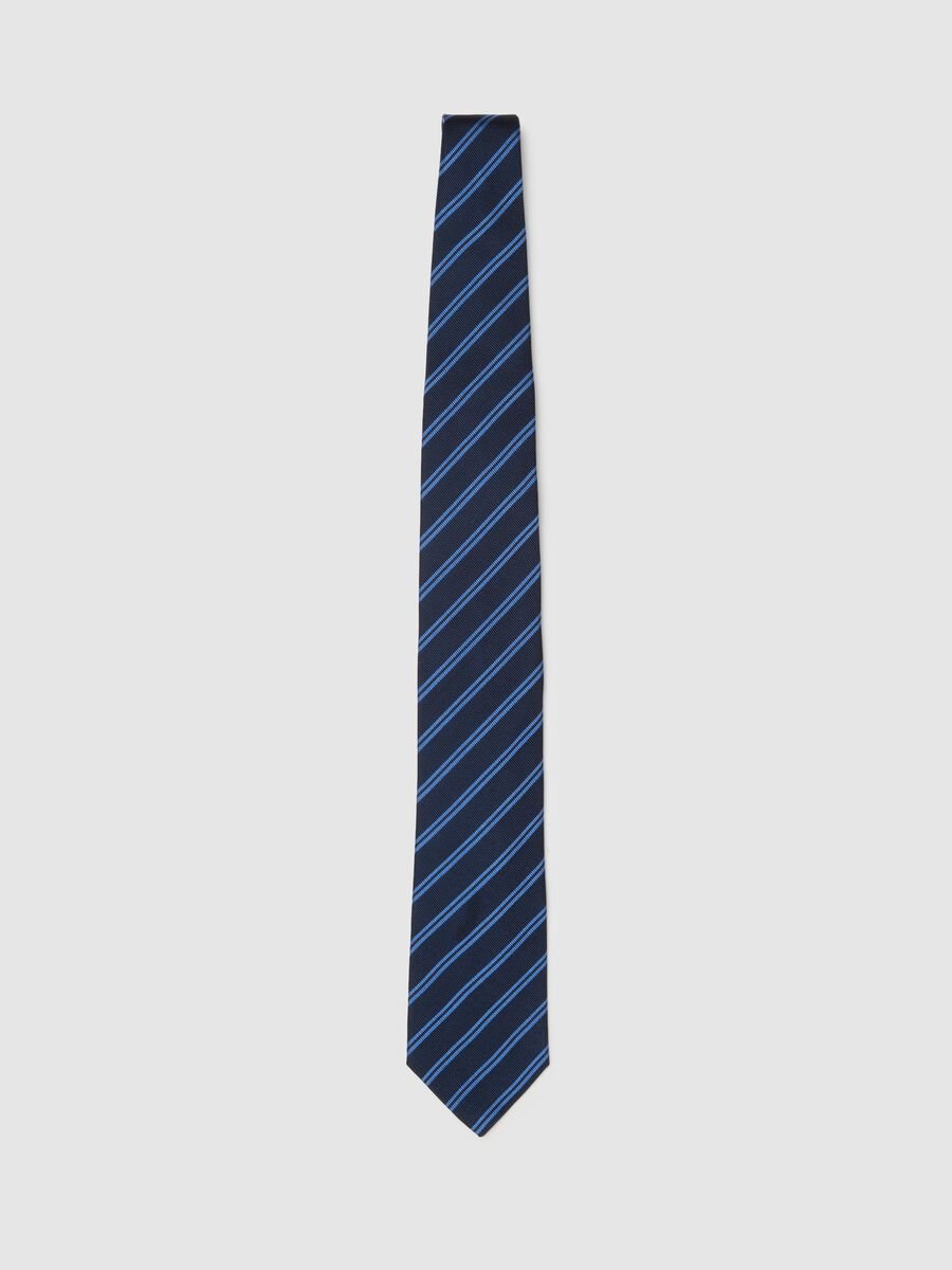 Striped Blue Tie in Pure Silk_1