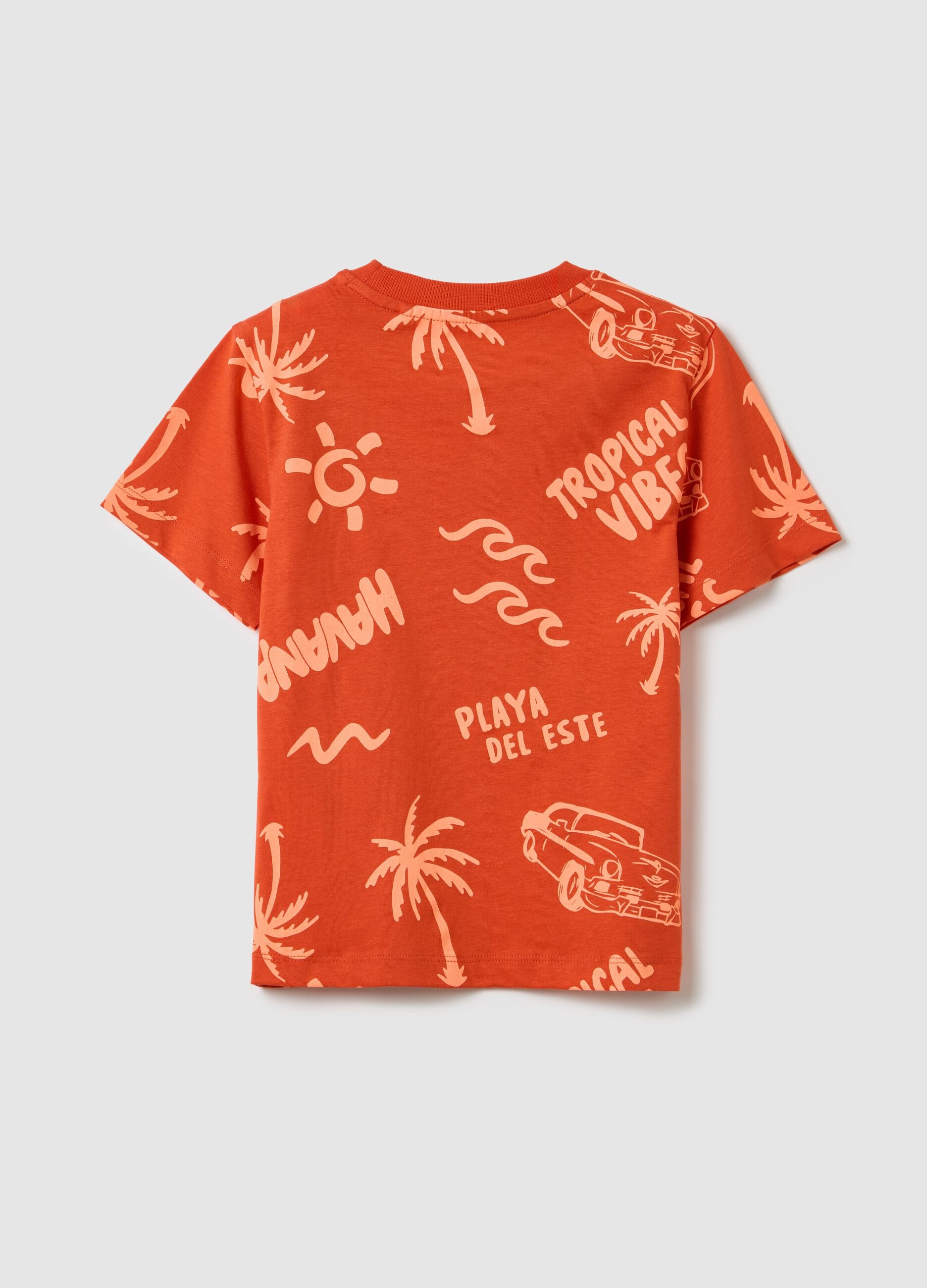 Orange T-shirt with Tropical Print OVS Kids