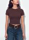 Brown polka-dot cropped pure cotton T-shirt, regular fit_3