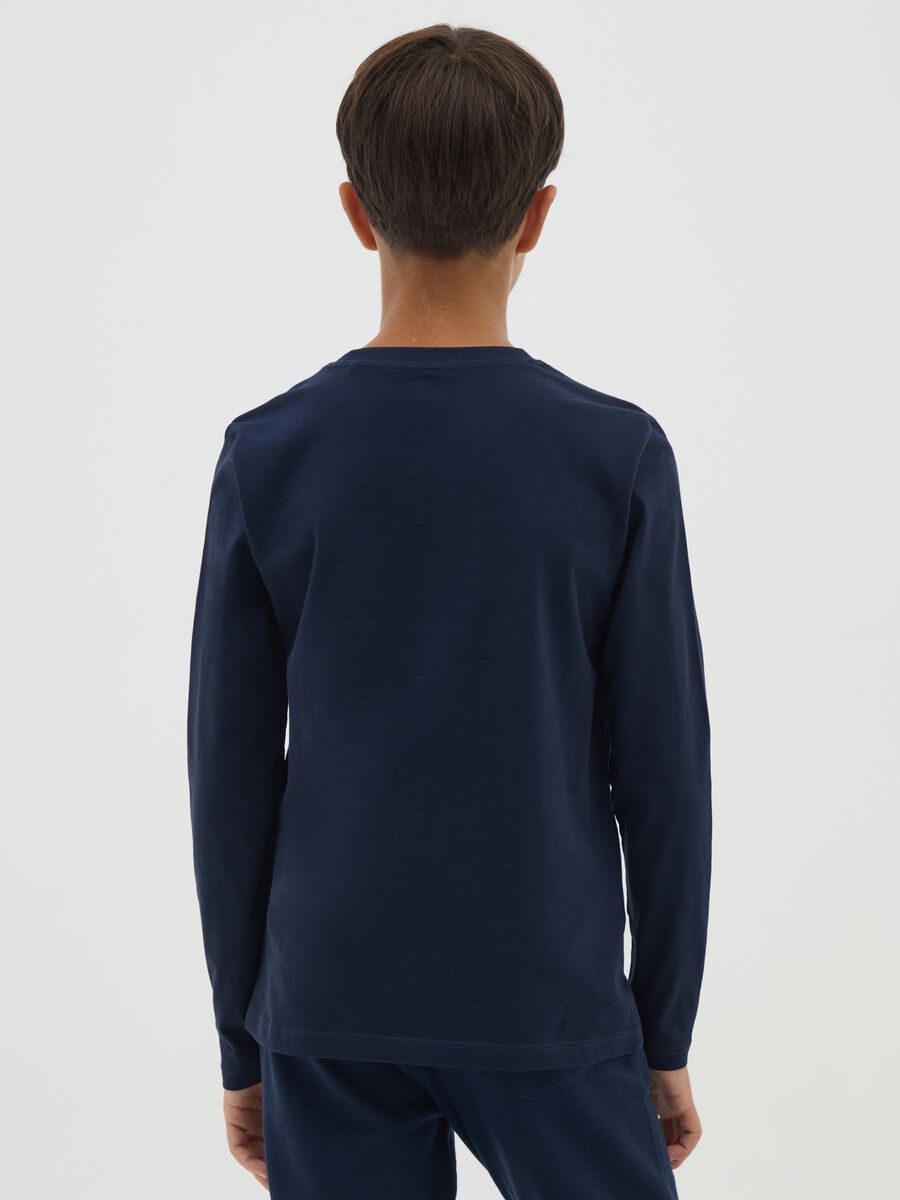 Maglia da ragazzo in puro cotone blu regular fit_2