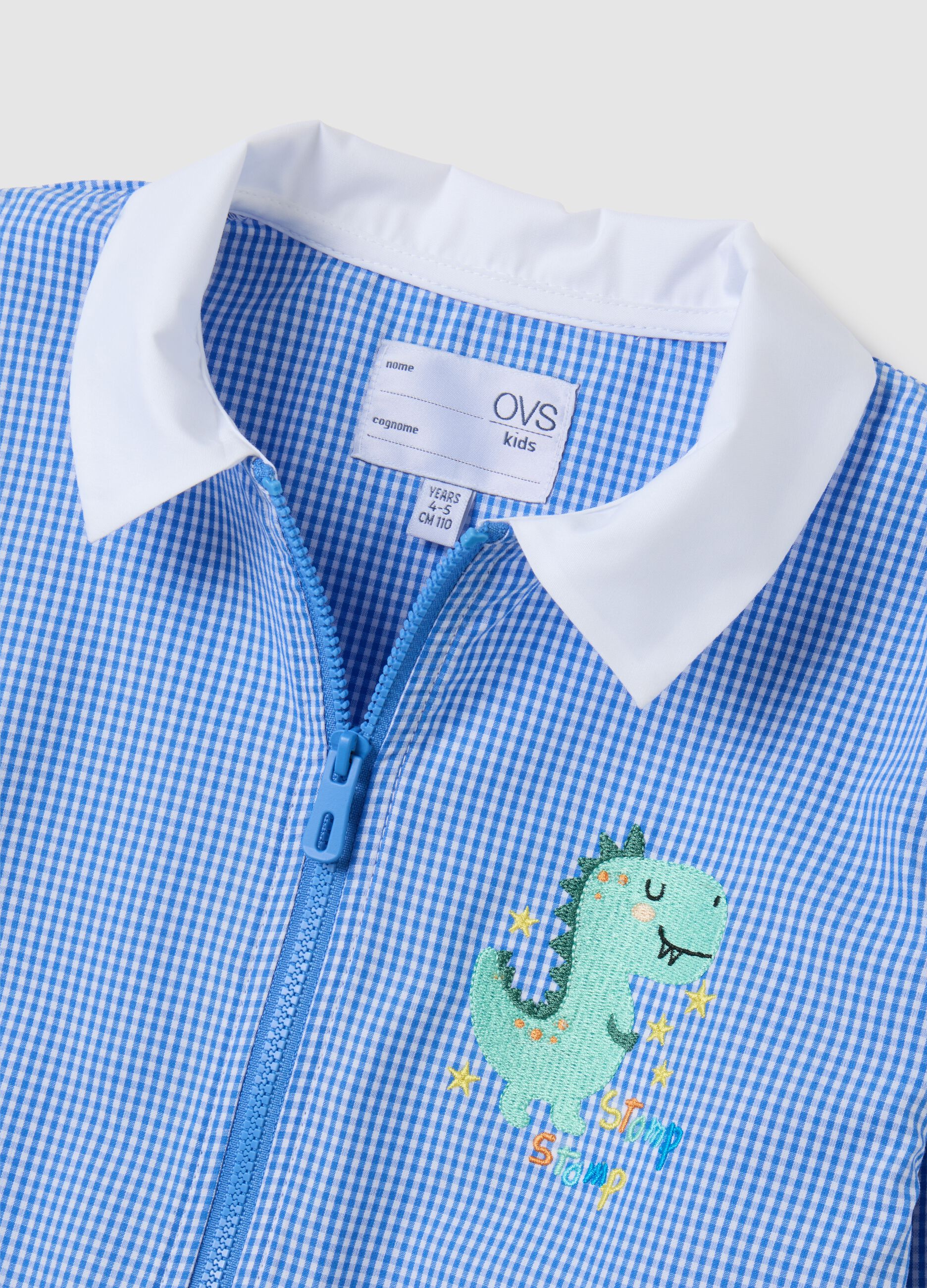 Multicolor cotton blend children's school smock with dinosaur