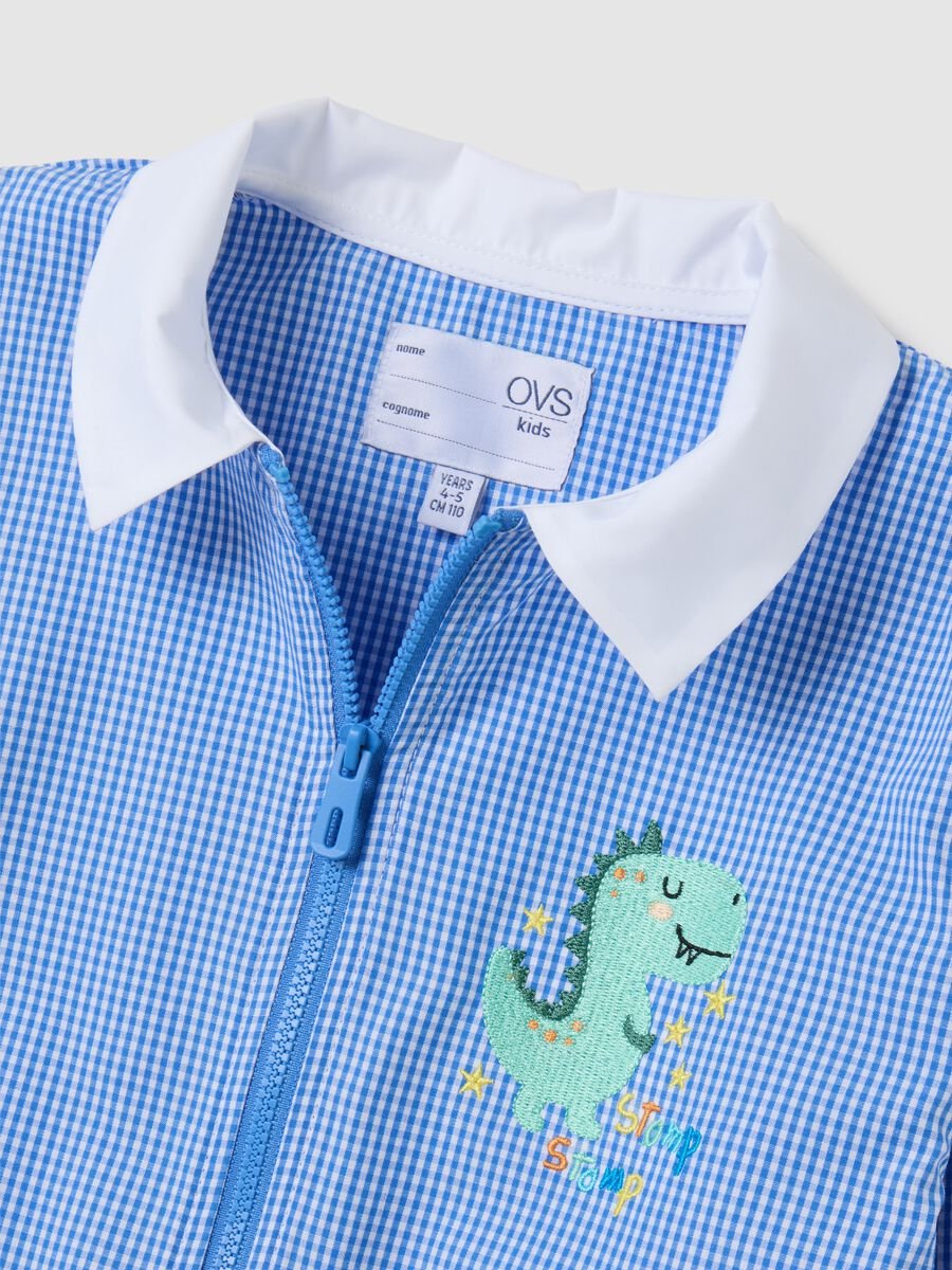 Multicolor cotton blend children's school smock with dinosaur_2