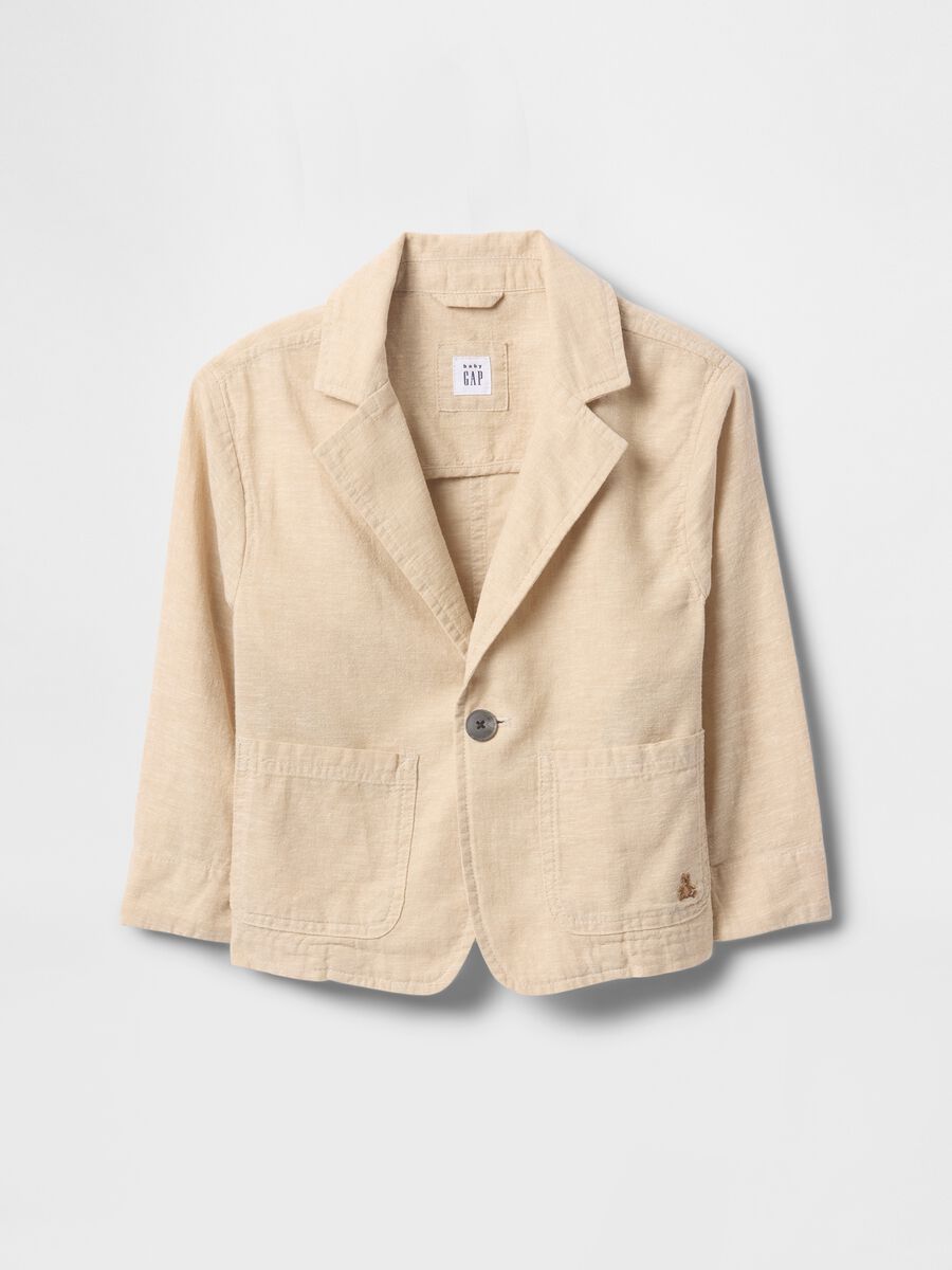 Beige jacket in linen and cotton_0