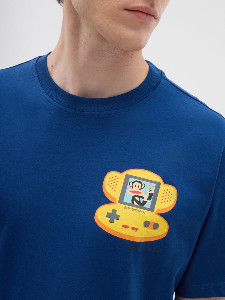 Blue short-sleeve T-shirt in pure cotton regular fit_3