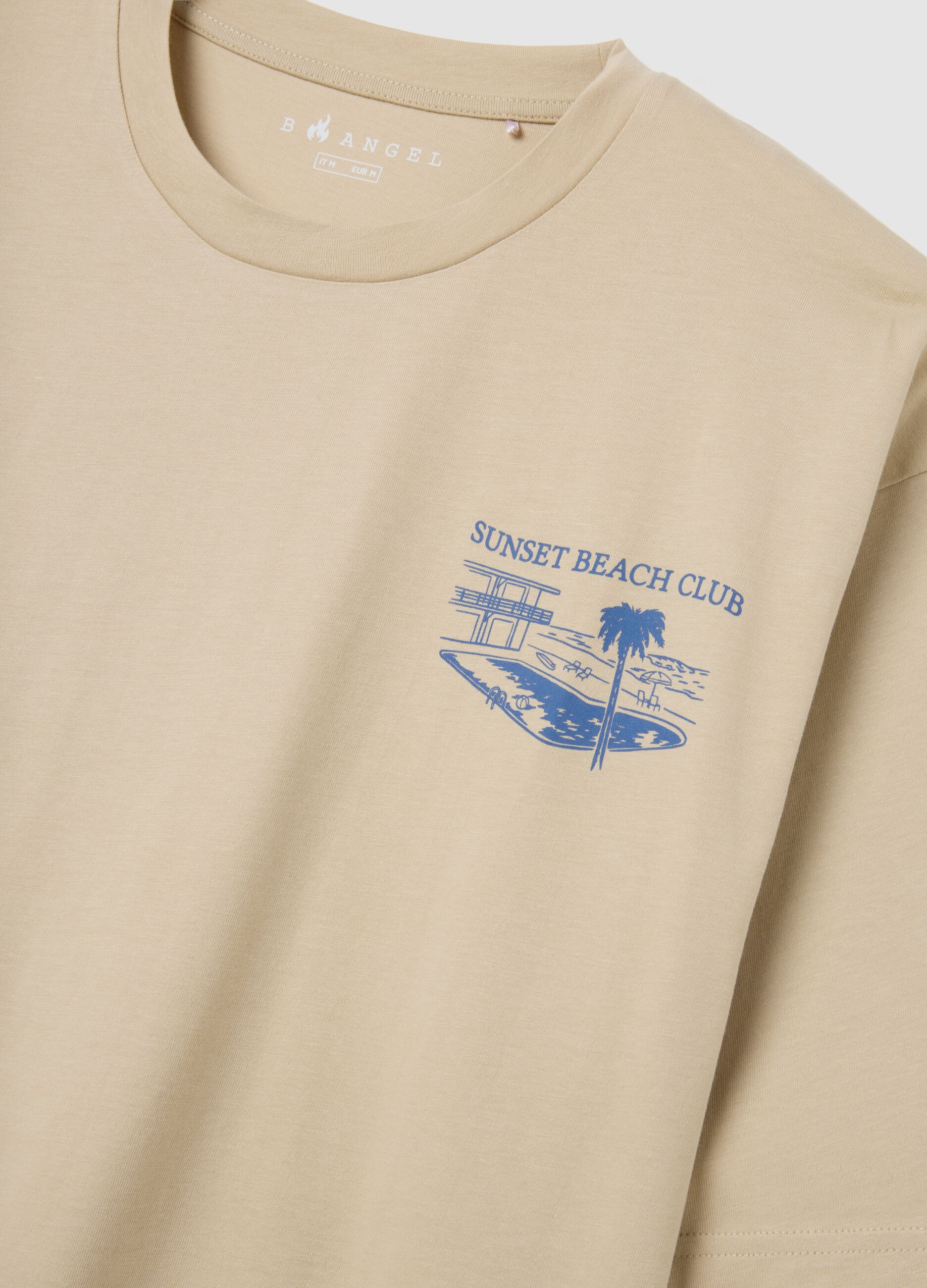 Men's beige pure cotton boxy fit T-shirt