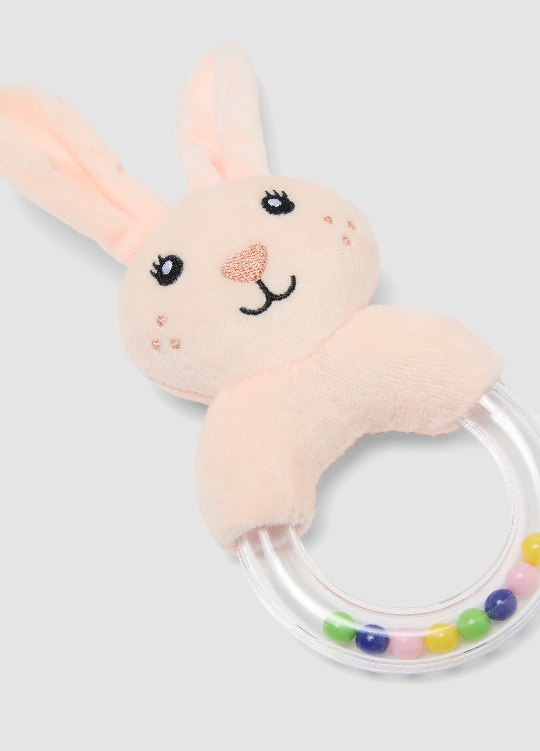 Bunny rattle with clear ring