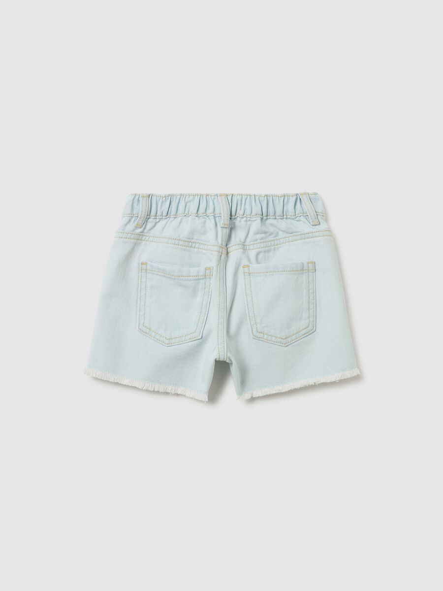 Girls' shorts in pure blue cotton regular fit with embroidery_1