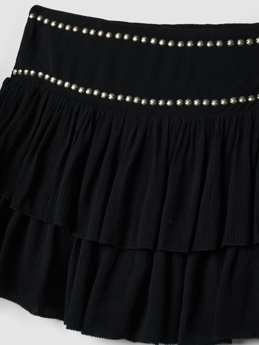 Black pure viscose skirt with ruffles_1