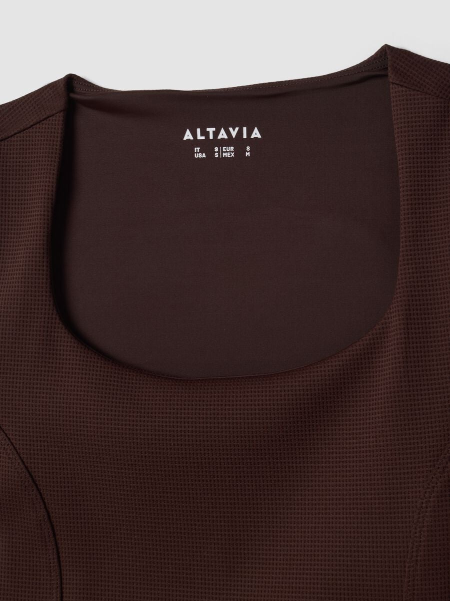 Top crop marrone in tessuto elasticizzato_7