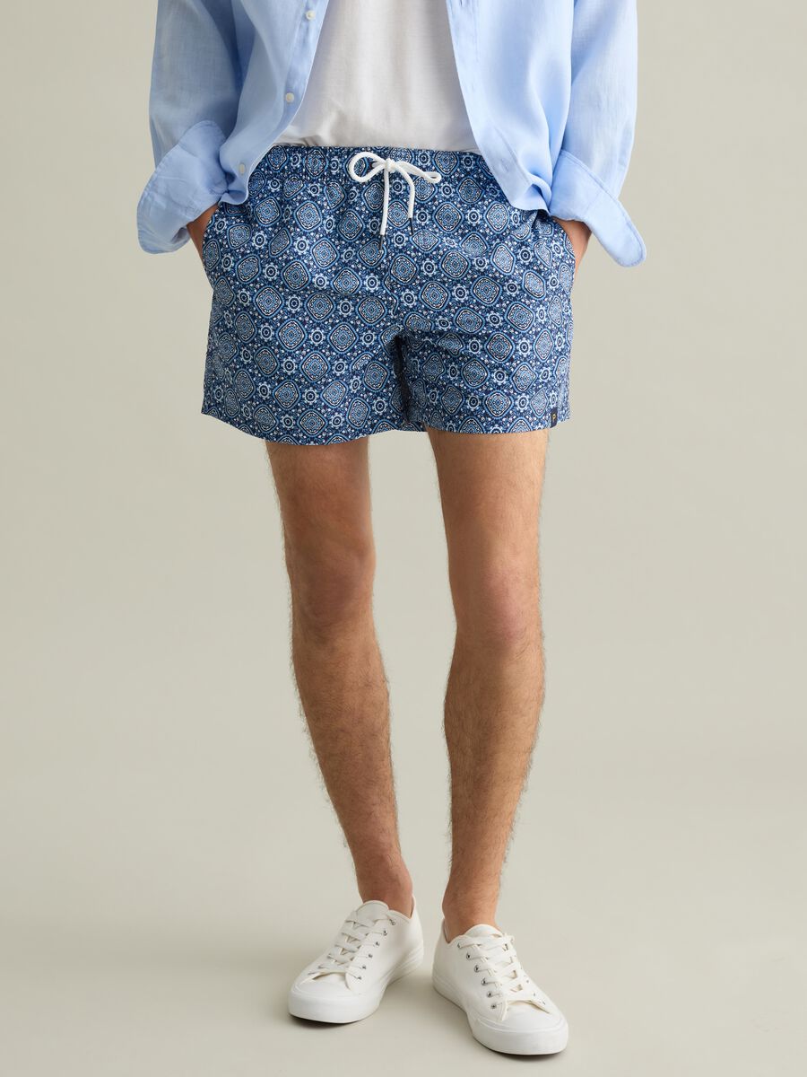 Blue Sea Boxers with Geometric Pattern by Piombo_1