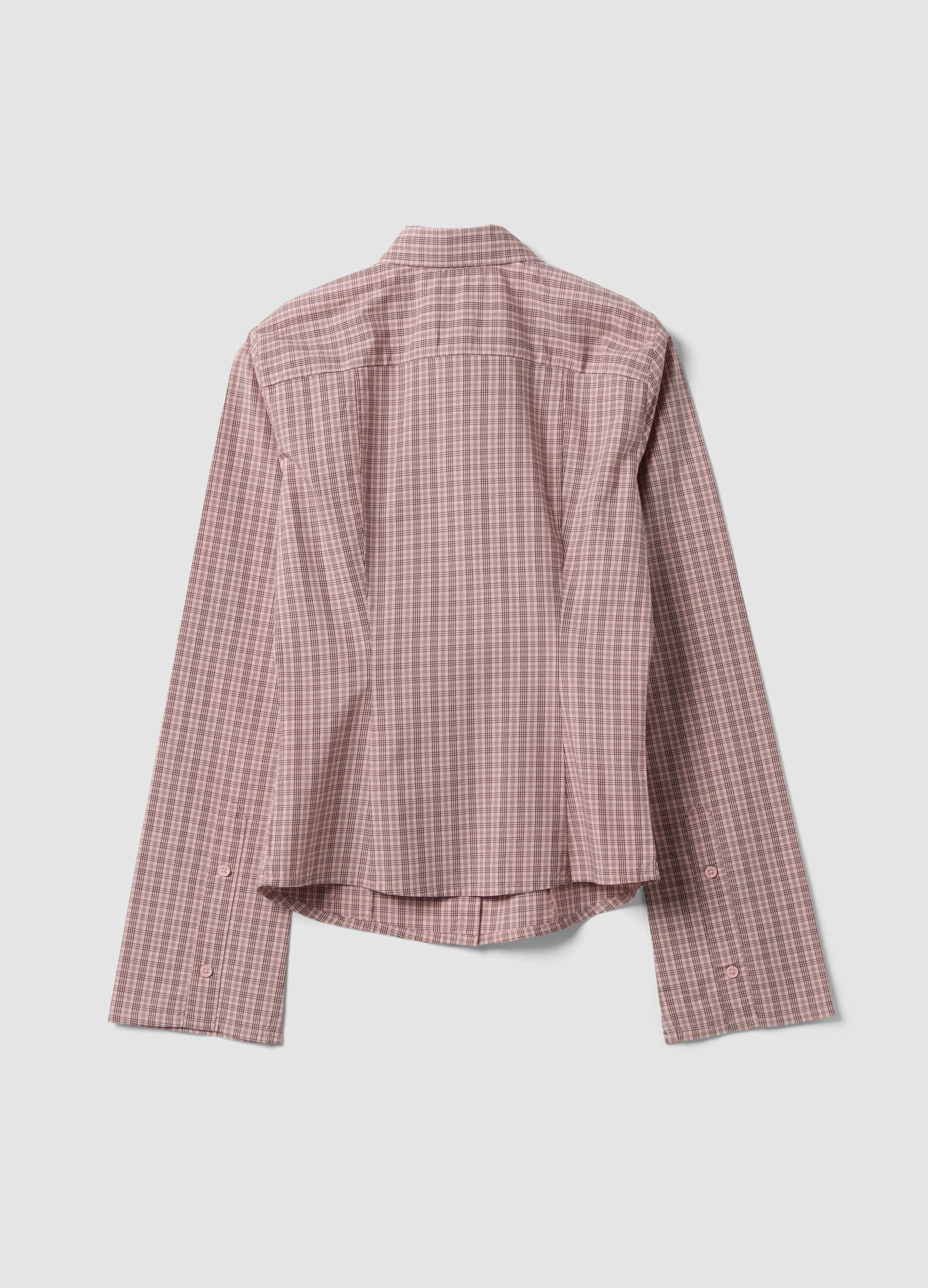 Pink checked slim-fit pure cotton poplin shirt