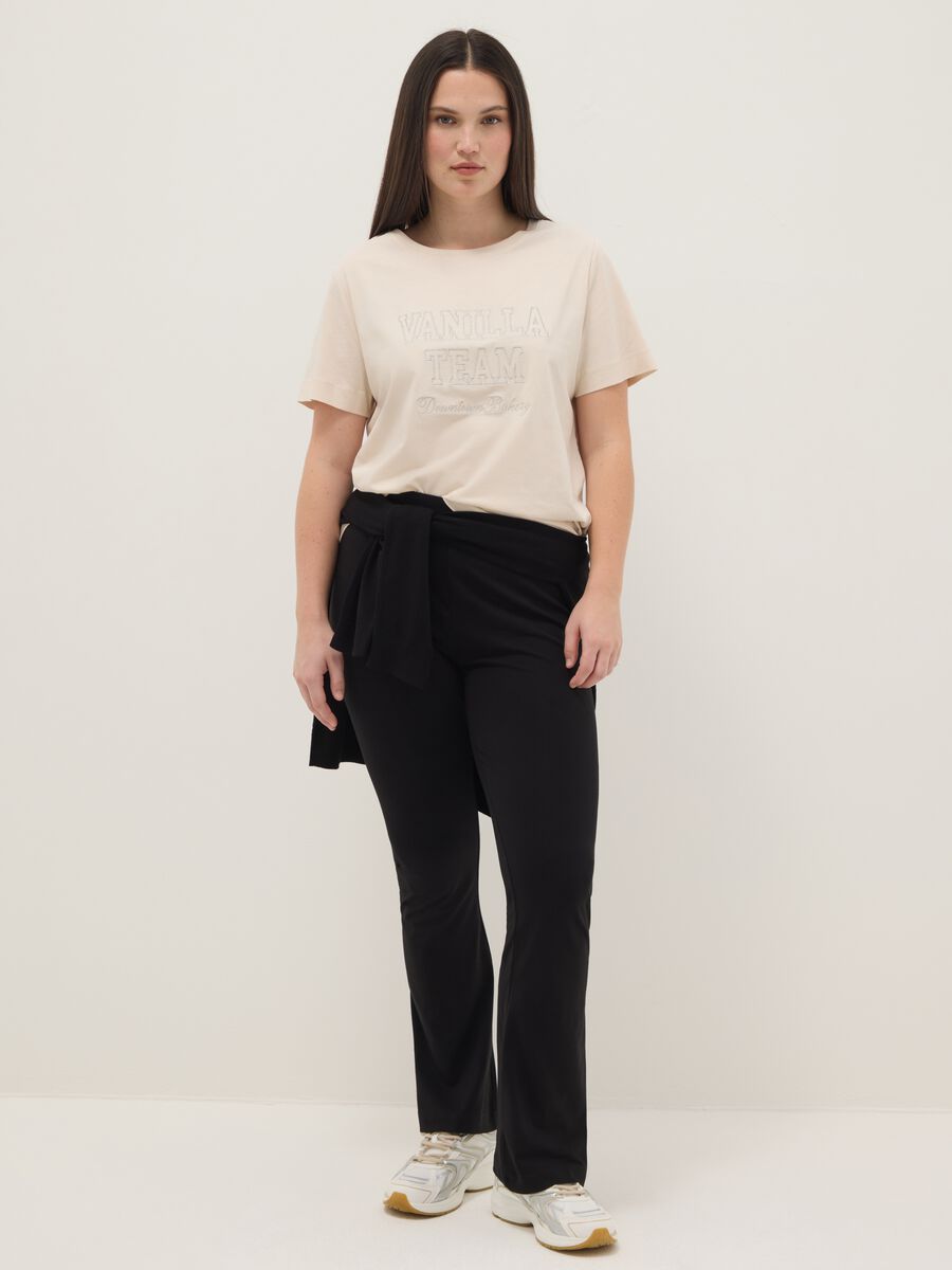 Beige pure cotton regular fit T-shirt with print_1