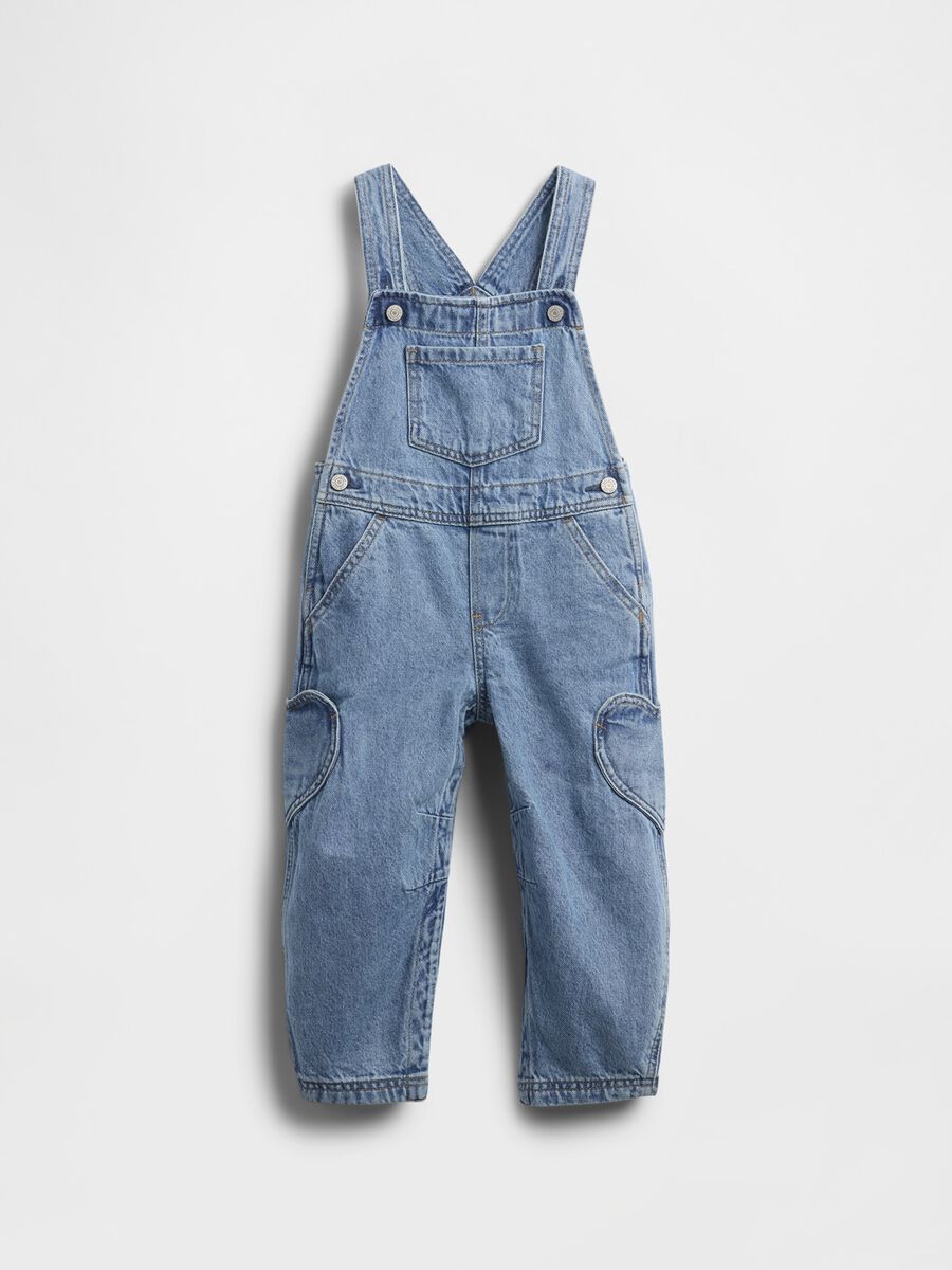Salopette denim in cotone per bambina_1