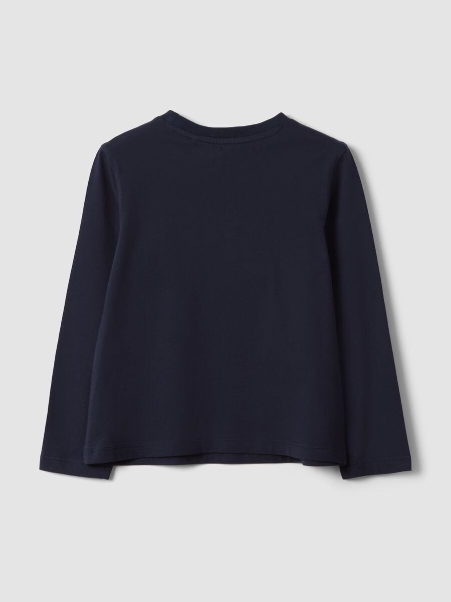 T-shirt blu in puro cotone organico girocollo_1