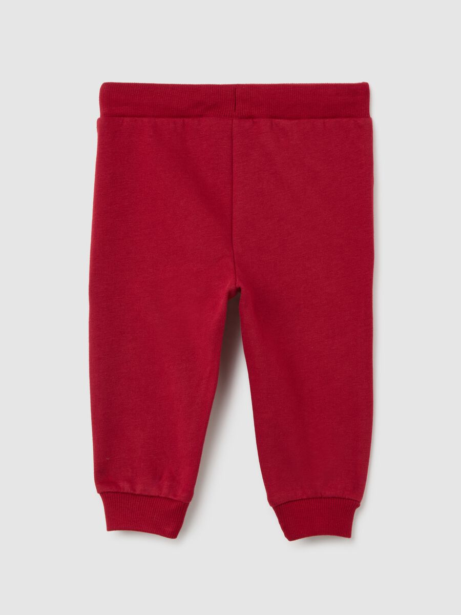 Children's red pure cotton jogger trousers_1