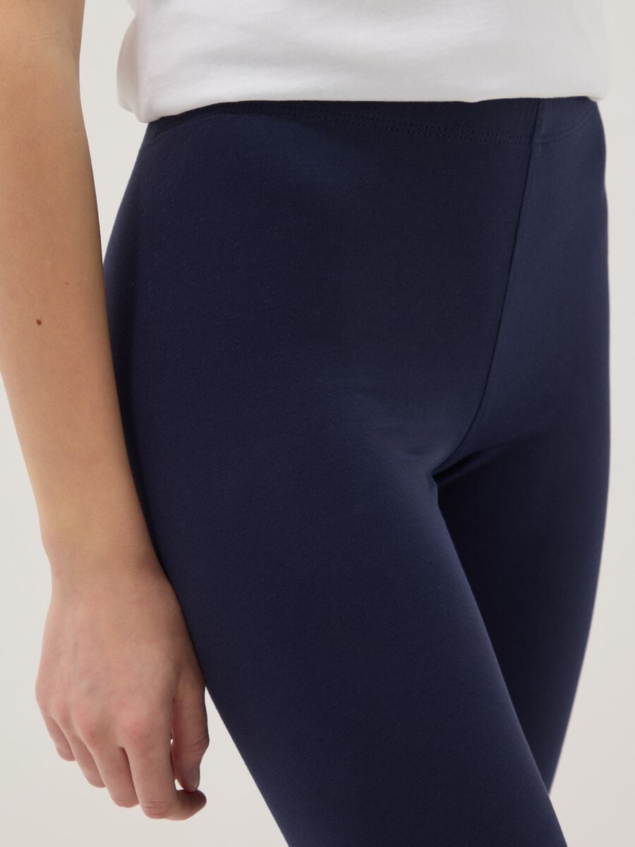 Leggings skinny in misto cotone blu da ragazza_2
