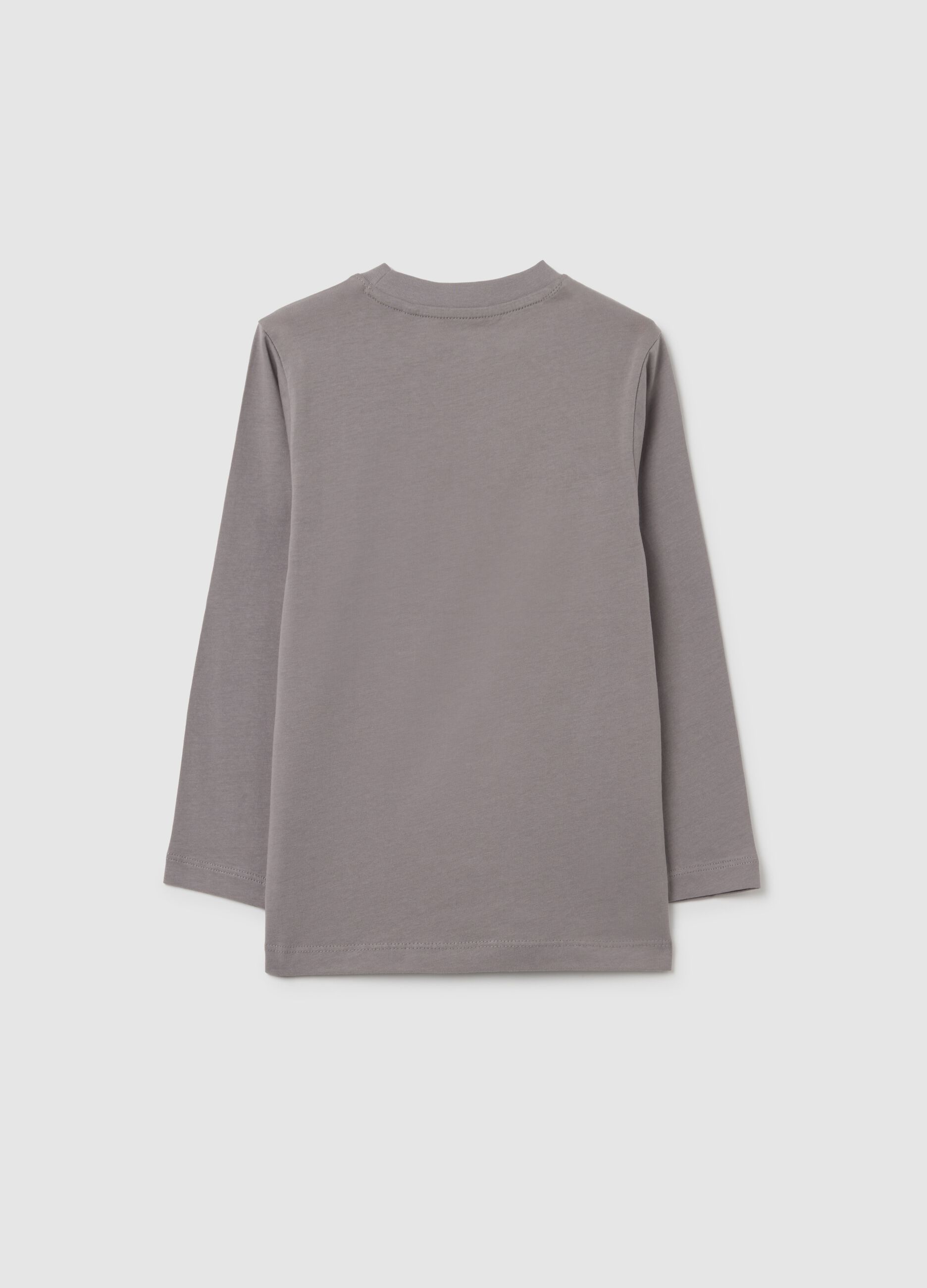 T-shirt da bambino in puro cotone grigia regular fit con stampa