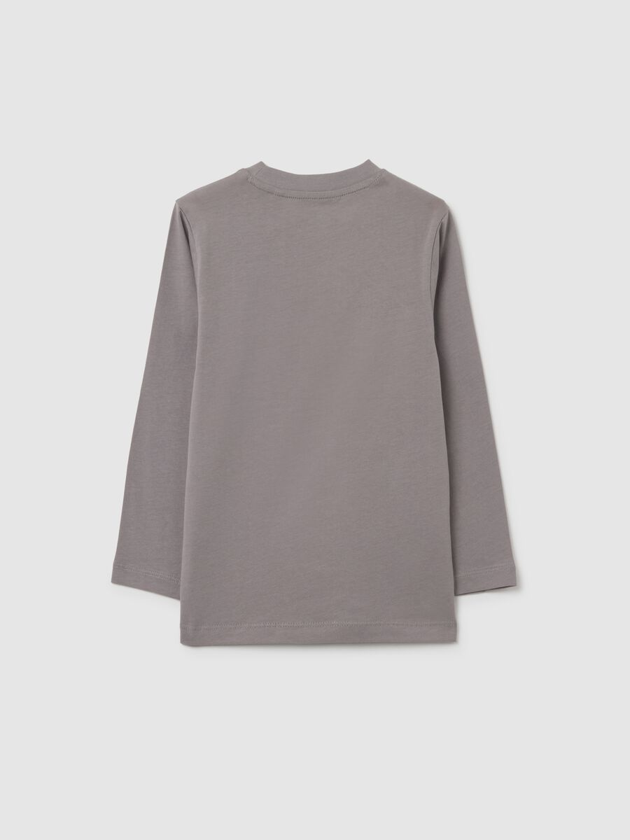 T-shirt da bambino in puro cotone grigia regular fit con stampa_1