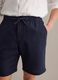 Blue pure linen Bermuda shorts with elasticated waist_3