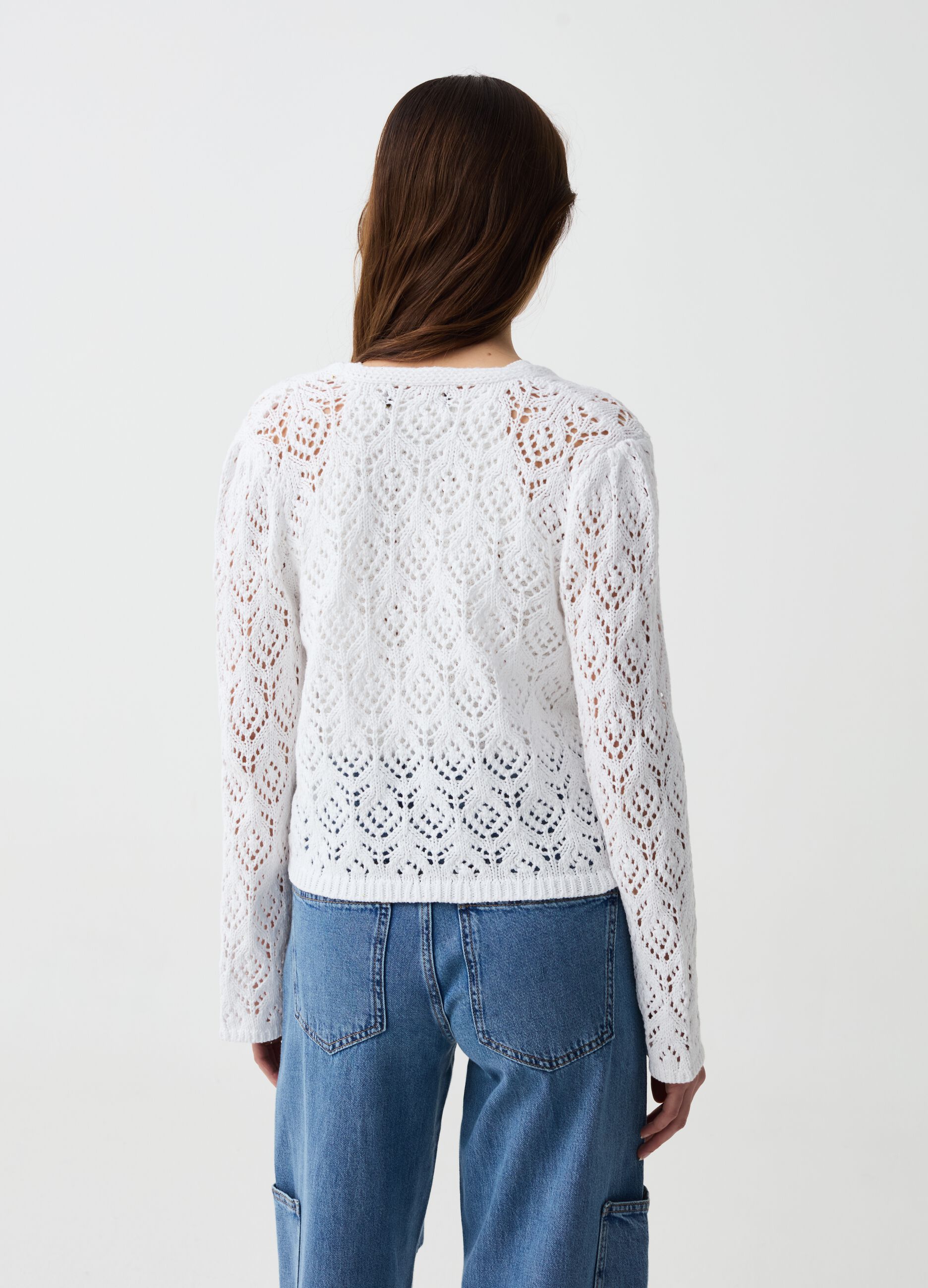 Crochet cardigan with laces
