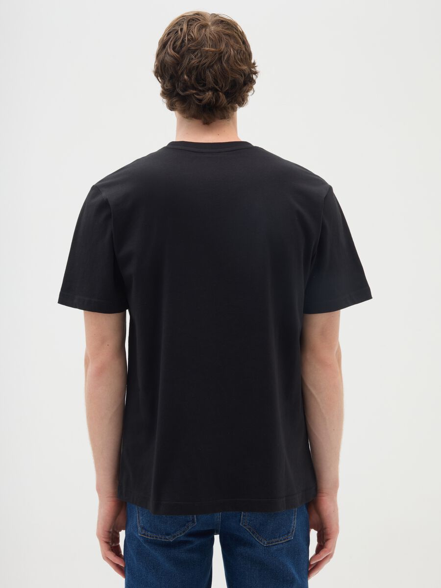 Black short-sleeve T-shirt in pure cotton regular fit_2