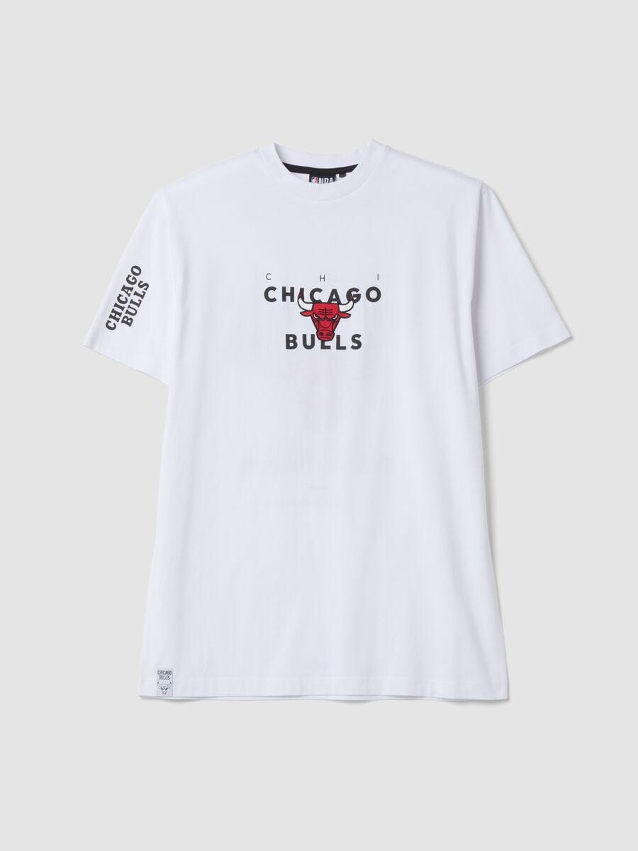 White pure cotton T-shirt with Chicago Bulls print_0