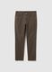 Brown slim fit stretch cotton trousers_4