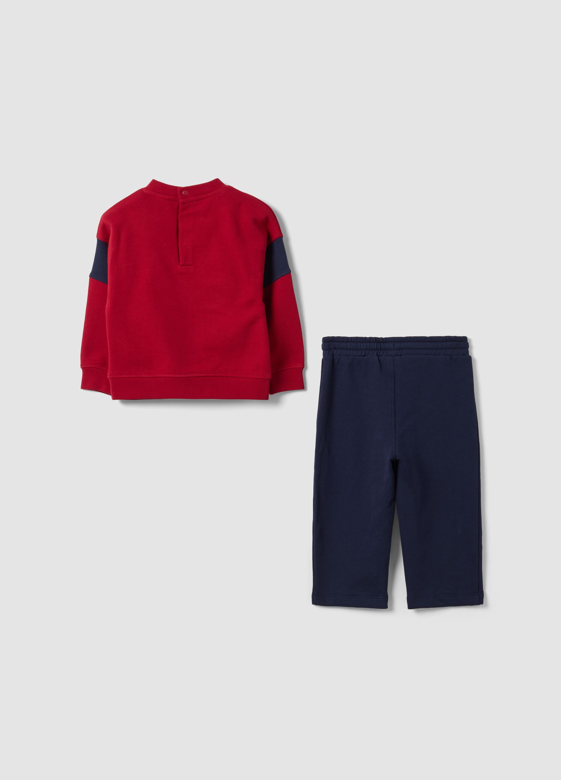 Completo rosso e blu in puro cotone con stampa Mickey