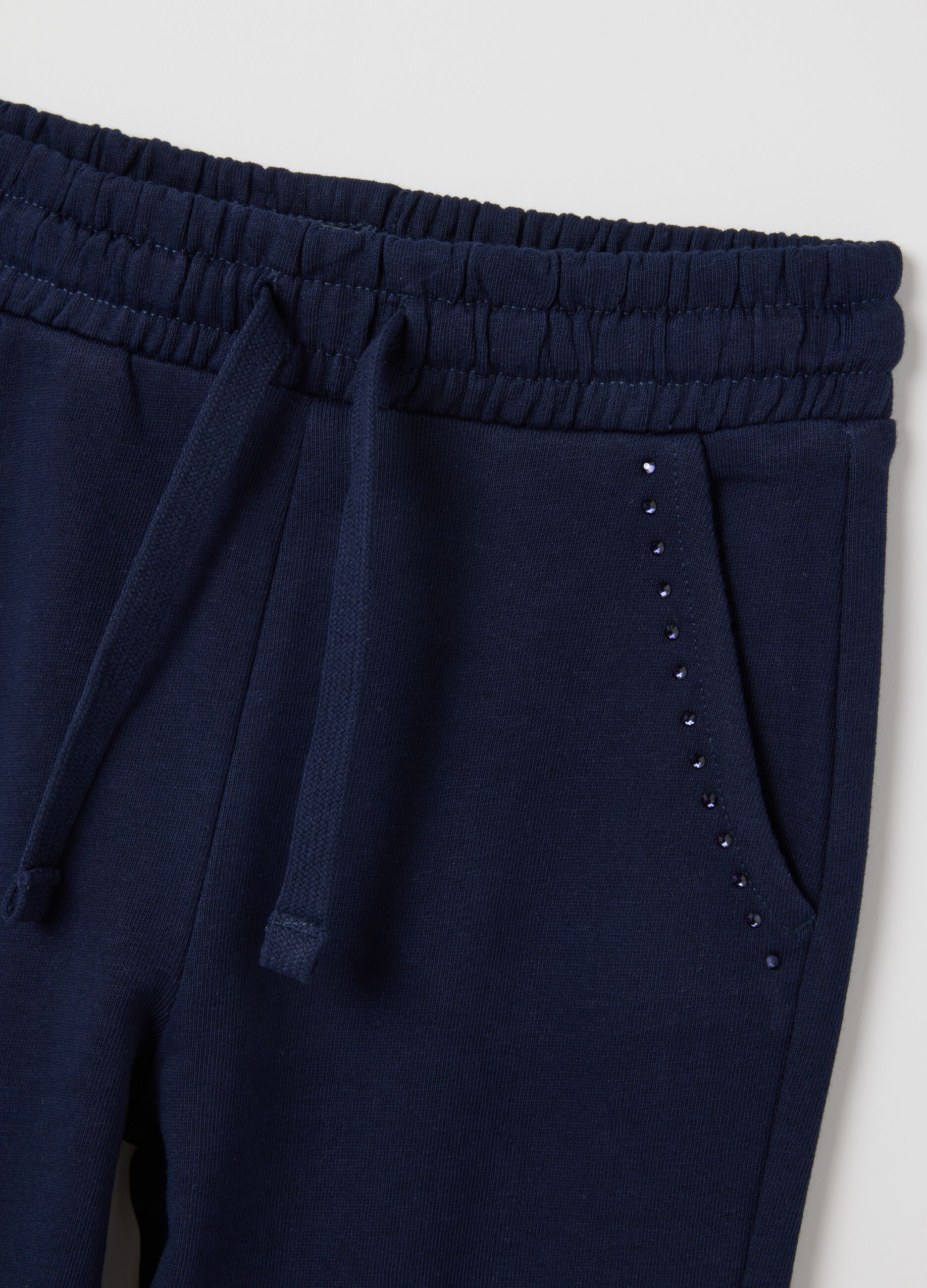 Girls' blue pure cotton regular fit trousers