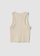 Beige fitted cotton-stretch printed vest top for girls_1