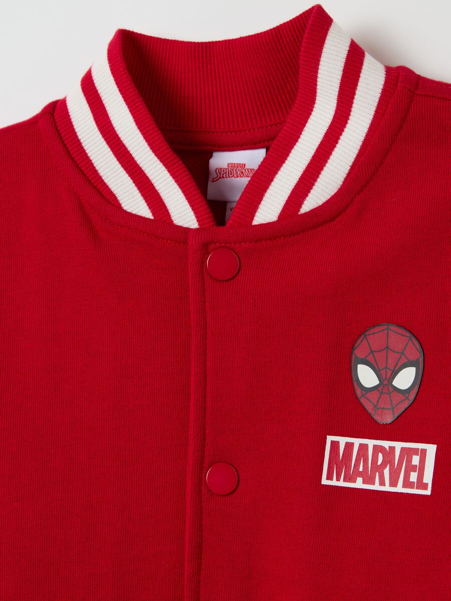 Two-tone varsity bomber jacket with Spider-Man print_2