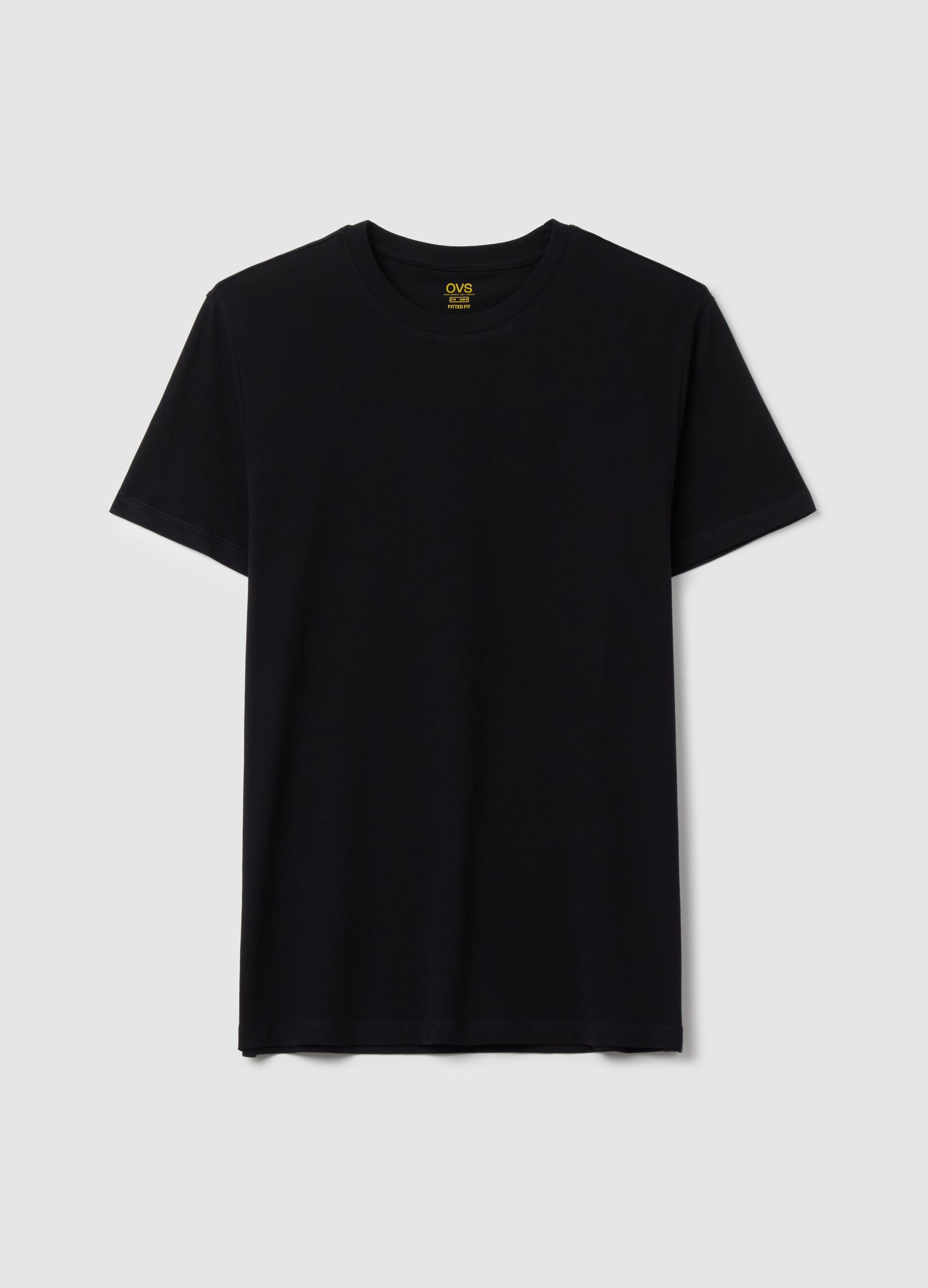 T-shirt da uomo con girocollo nera fitted