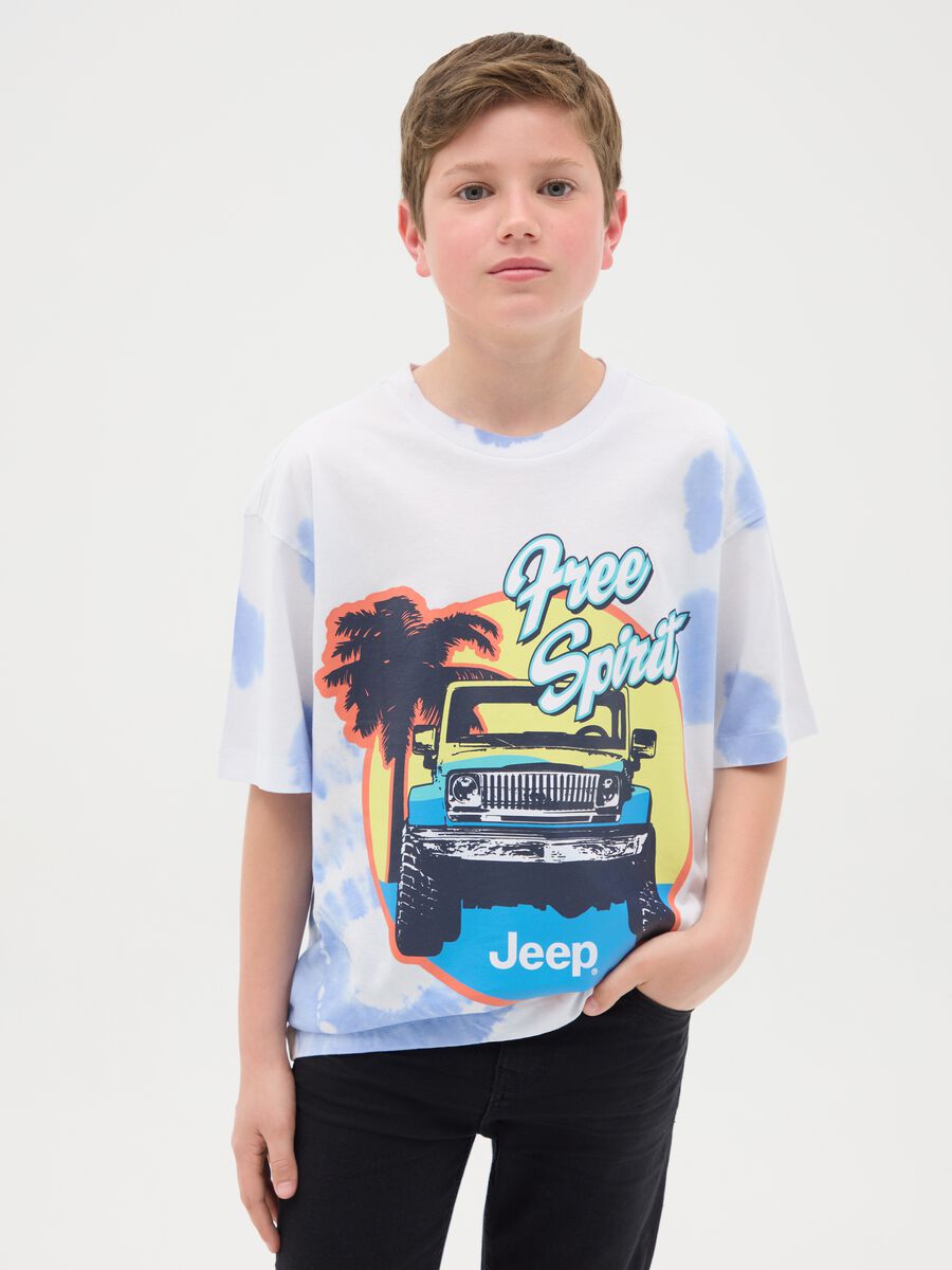Tie-dye T-shirt in cotton with off-road vehicle print_0