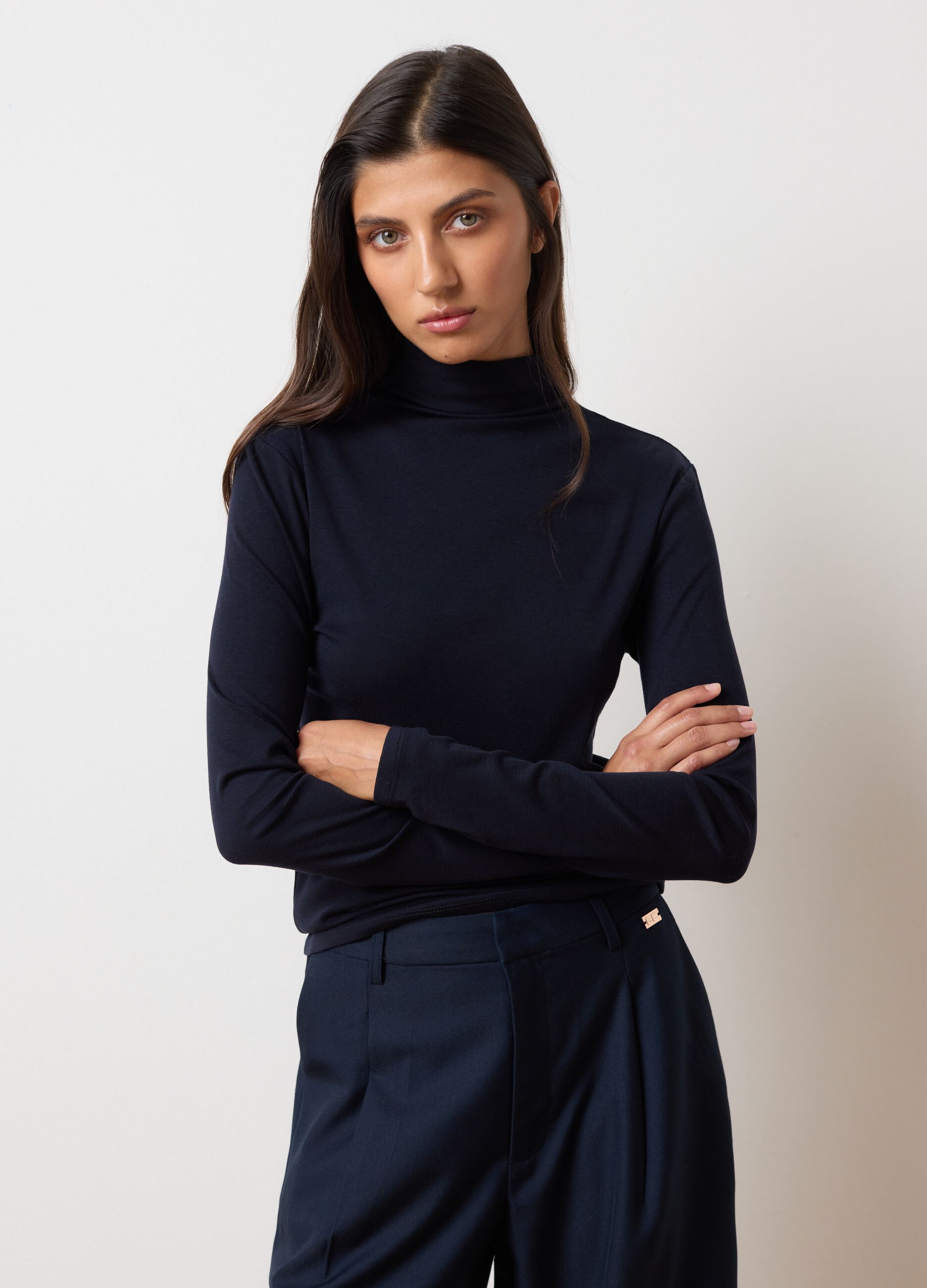 Blue long-sleeve top