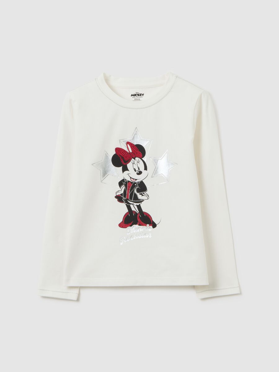 T-shirt da bambina in cotone elasticizzato bianca regular fit_0