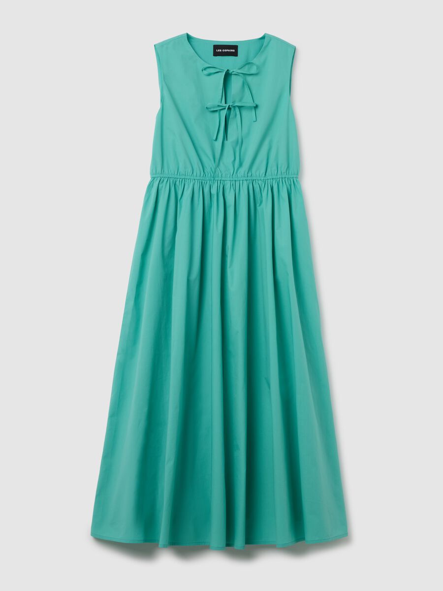 Abito lungo da donna in puro cotone verde regular fit_0
