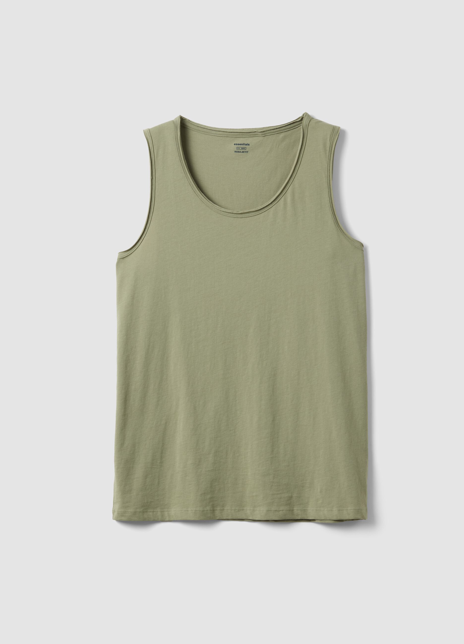 Green pure cotton vest top
