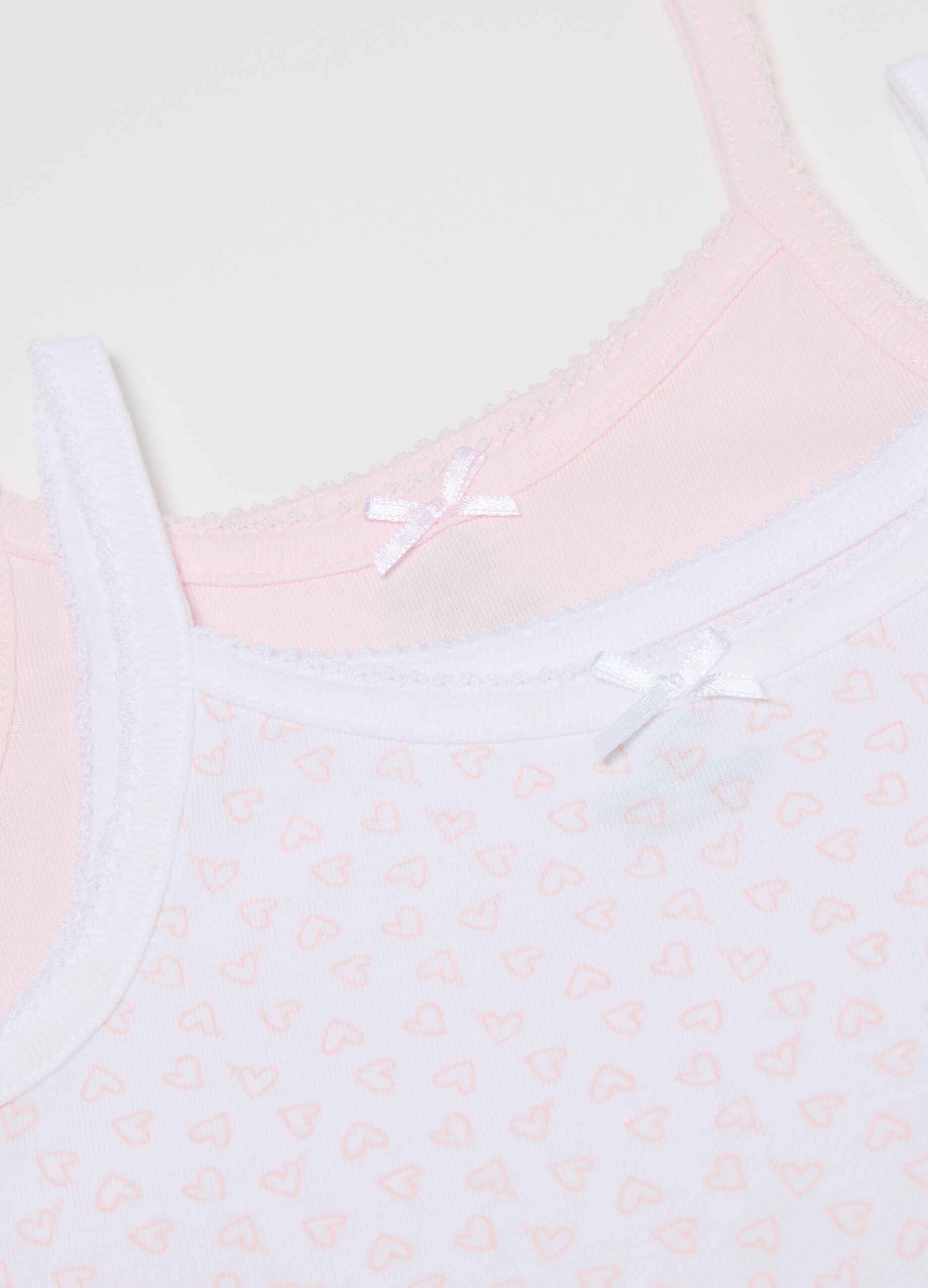 Two-pack vests in cotton with bow and print