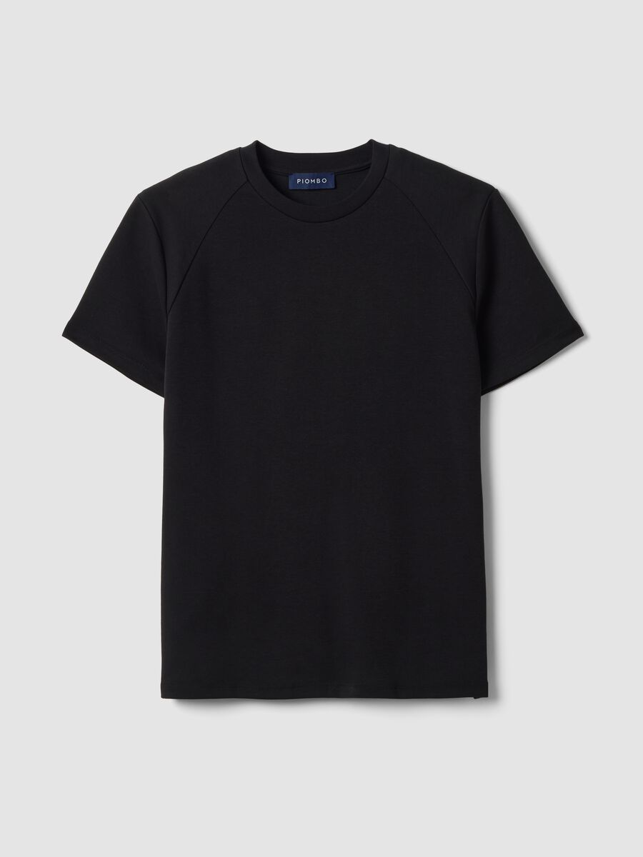 T-shirt nera in misto cotone traspirante e ad asciugatura rapida_4