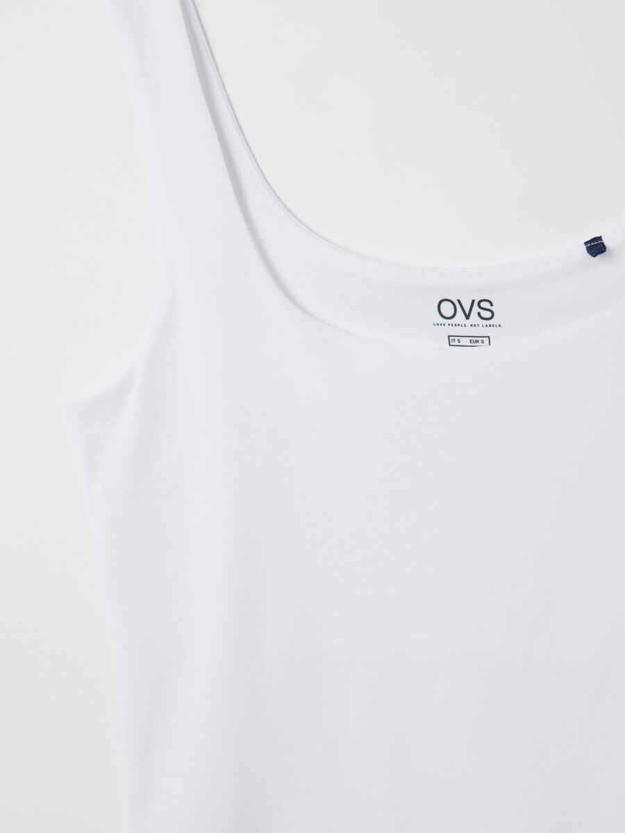 White Stretch Cotton Women's Top_5