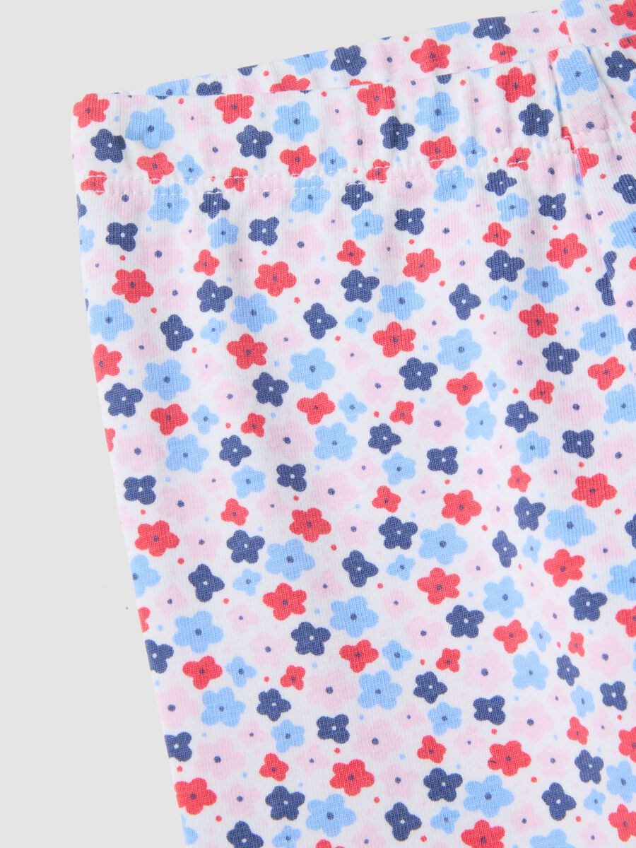 Girl's slim fit multicoloured cotton leggings with flowers_2
